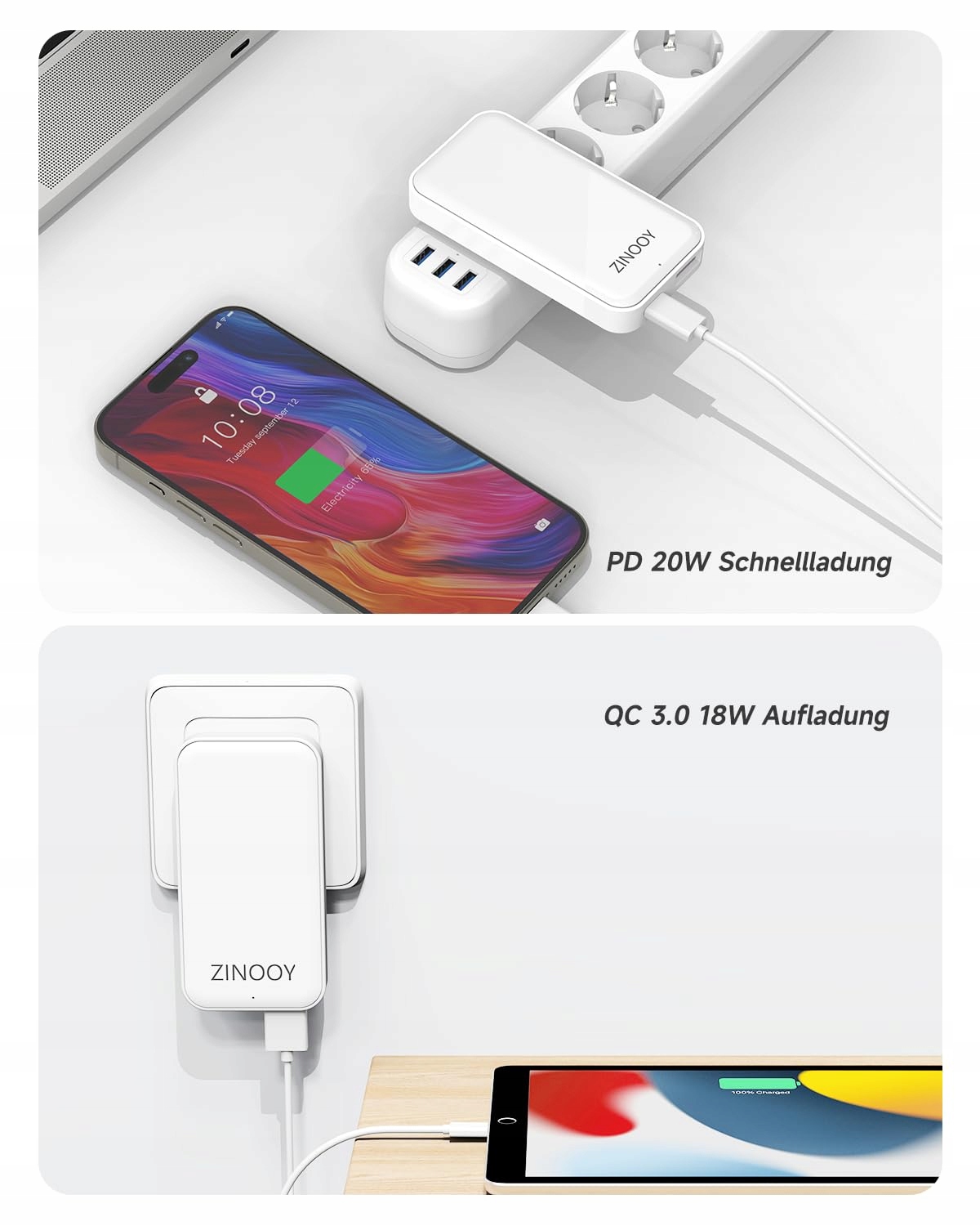 ZINOOY Ładowarka USB C 20W PD Szybkie Ładowanie iPhone Galaxy — miniatura 6