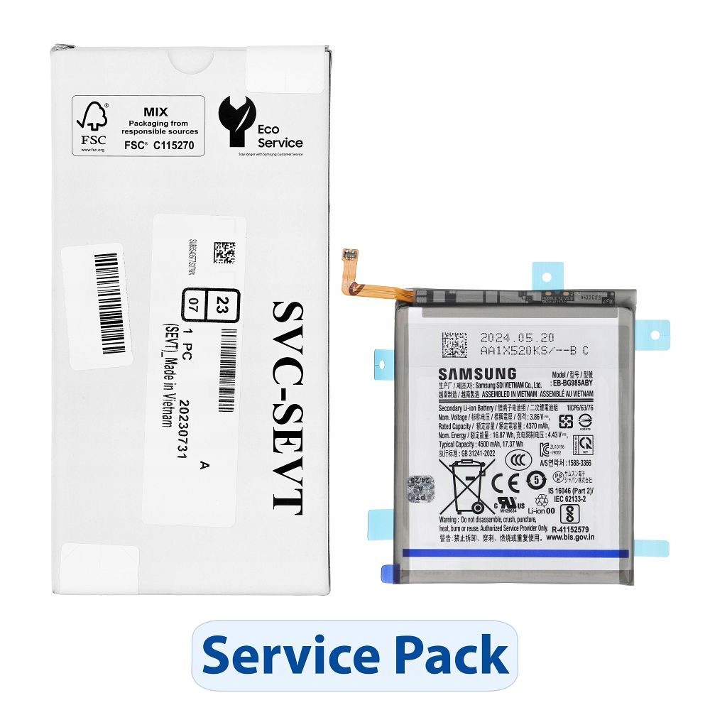 ServicePack Bateria EB-BG985ABY do Samsung S20 Plus G985/G986 GH82-22133A