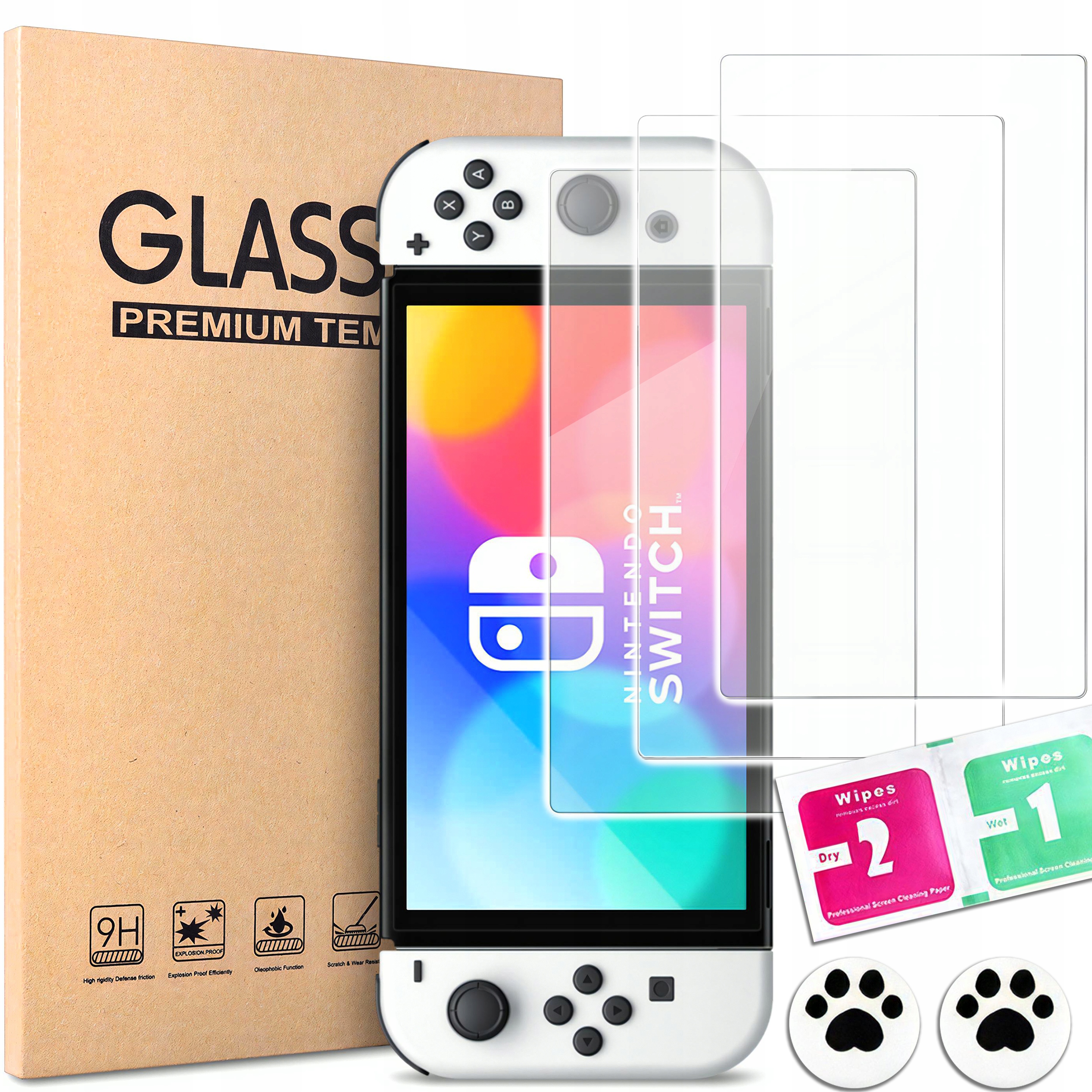 3X Szkło ochronne 9H Nintendo Switch Oled Hartowane Szybka Ochronna Ekran