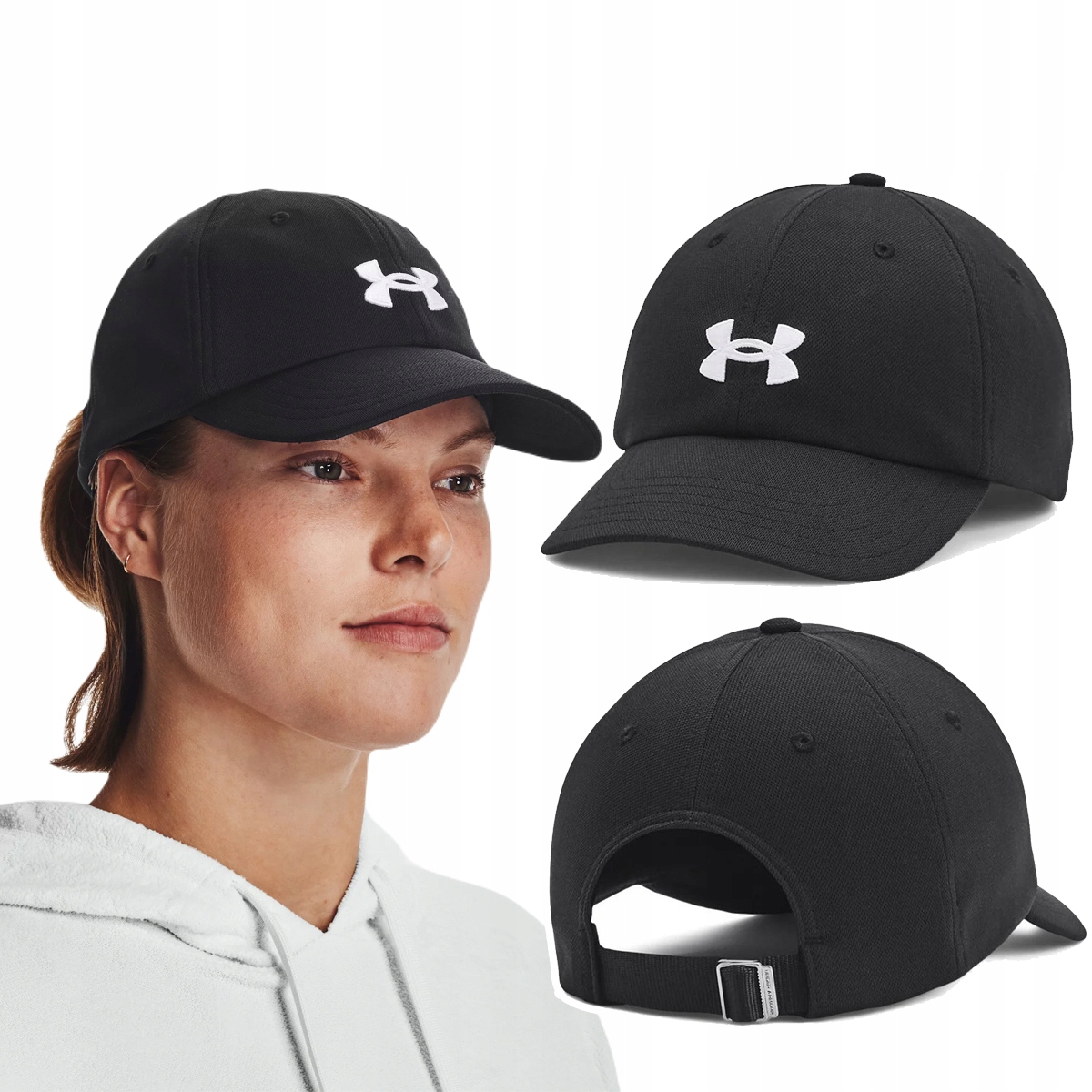 Czapka z daszkie damska Under Armour Blitzing 1376705 Czarna r. UNIWERSALNY