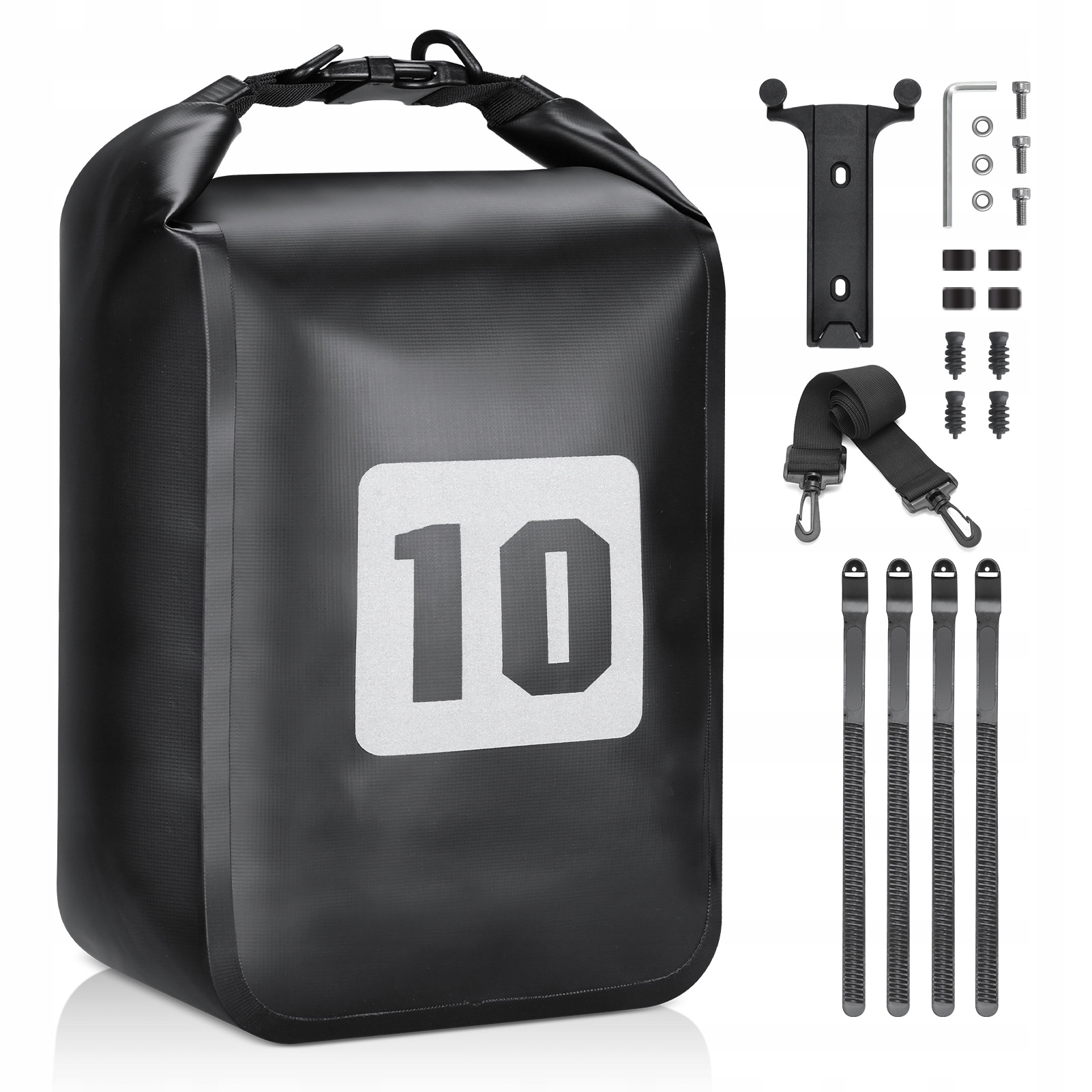 Sakwa Torba Rowerowa Z Uchwytem Na Widelec Mtb Czarna Wodoodporna 10 L