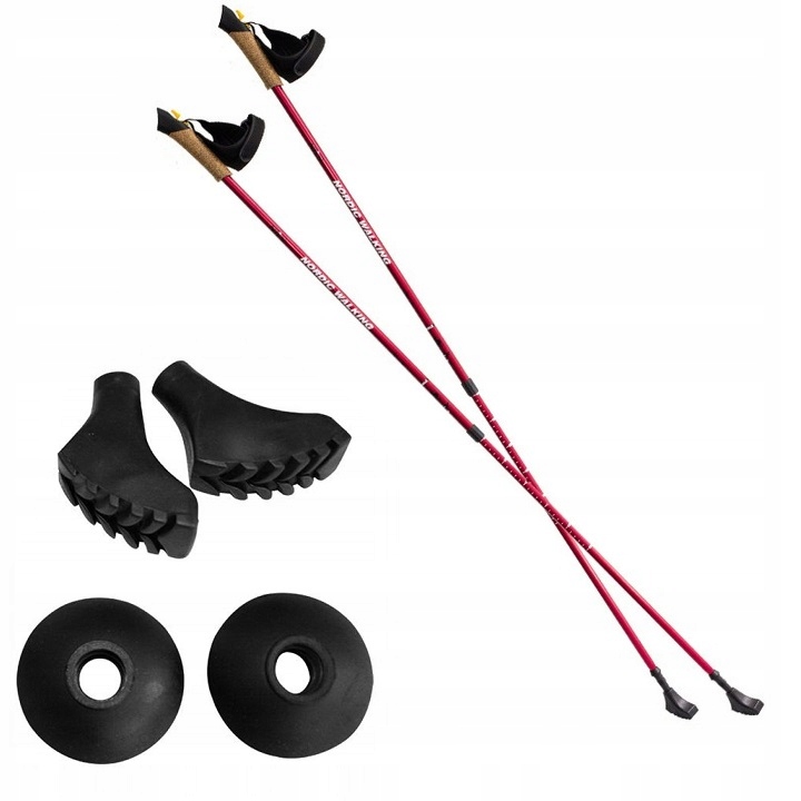 Kijki nordic walking lekkie dwusegmentowe 87-135cm czerwone Nils