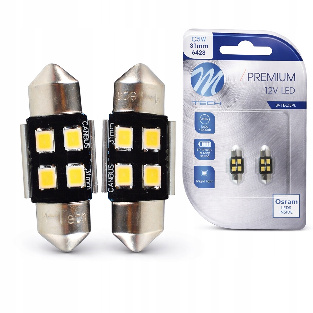 Żarówki C5W Led 31mm 12V 4xSMD2835 Canbus *białe* M-tech 2szt.