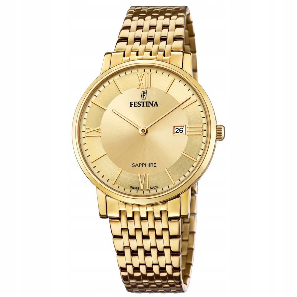Pánské Hodinky Festina F20020-2 zlatý náramek