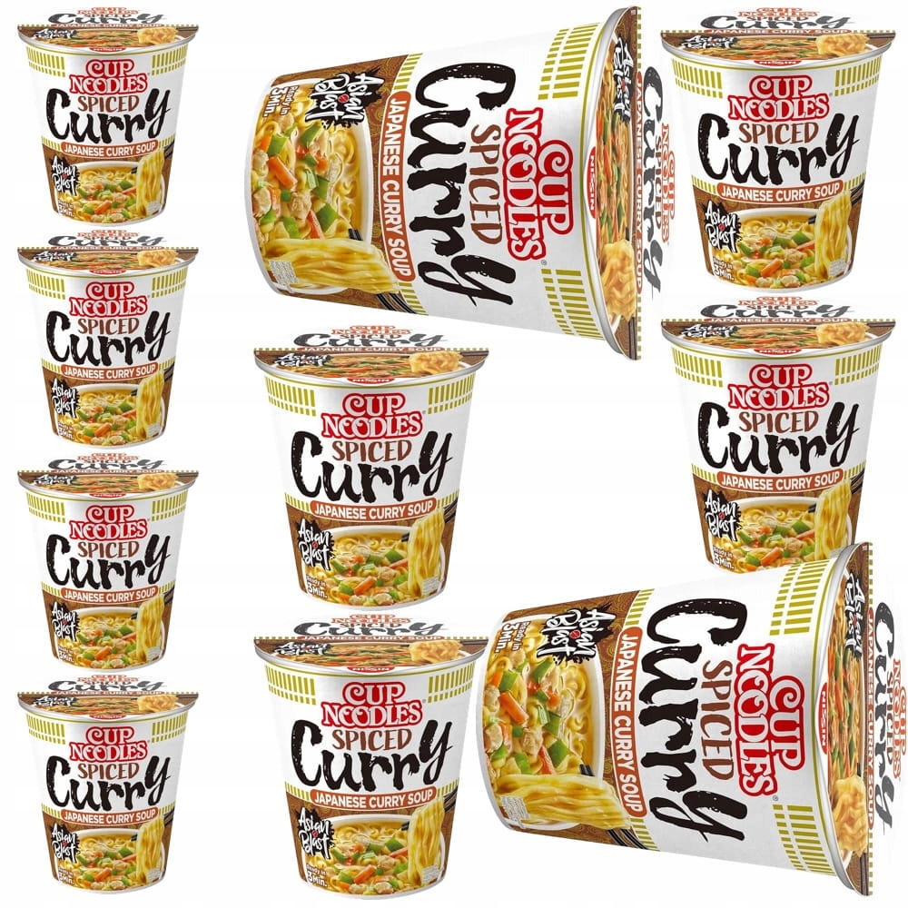 10x Instantní instantní polévka na těstoviny 350 ml Japonský kari Cup 67 g Nissin