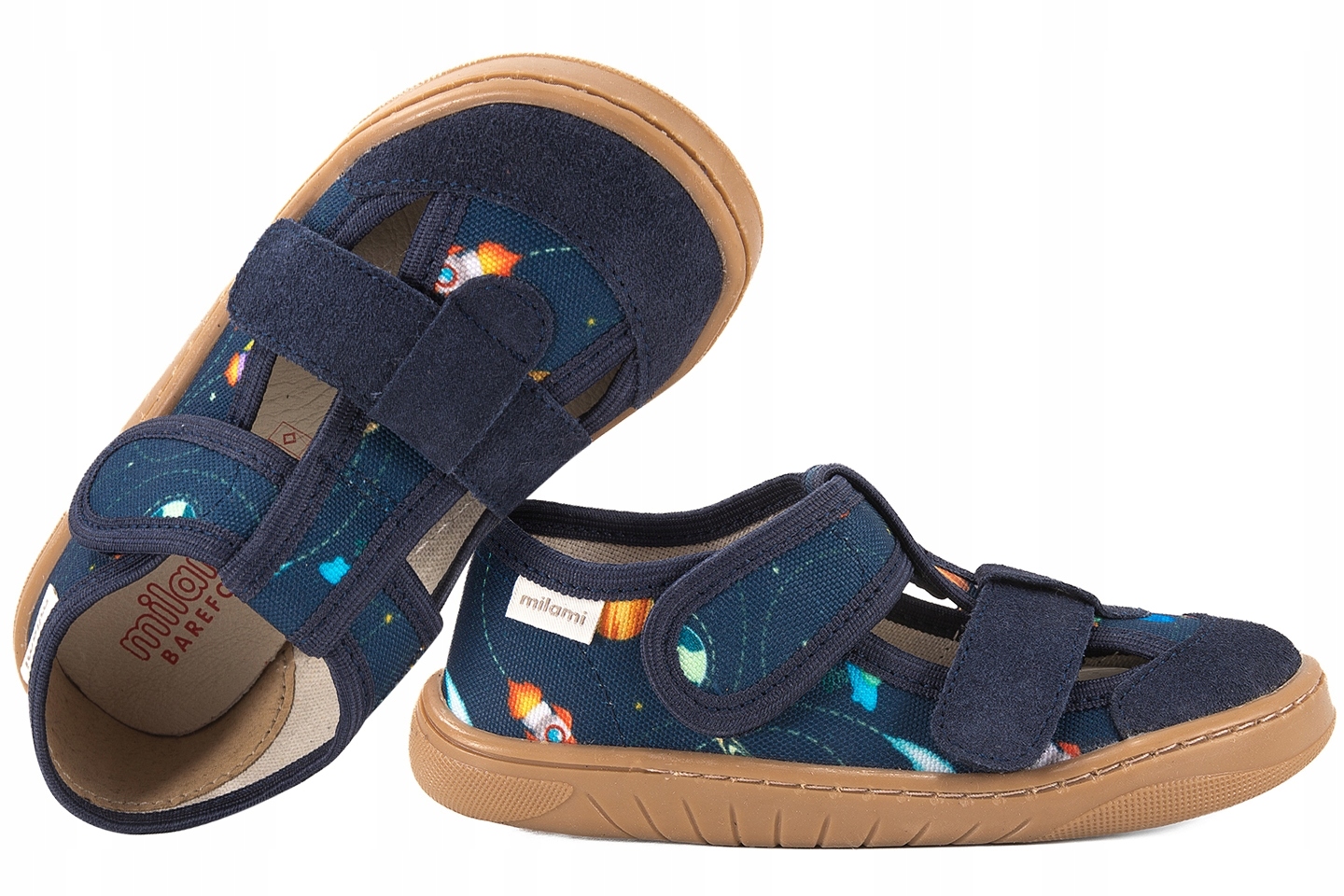 Pantofle Dziecięce Kapcie Barefoot Milami Blue Space Rocket R.25