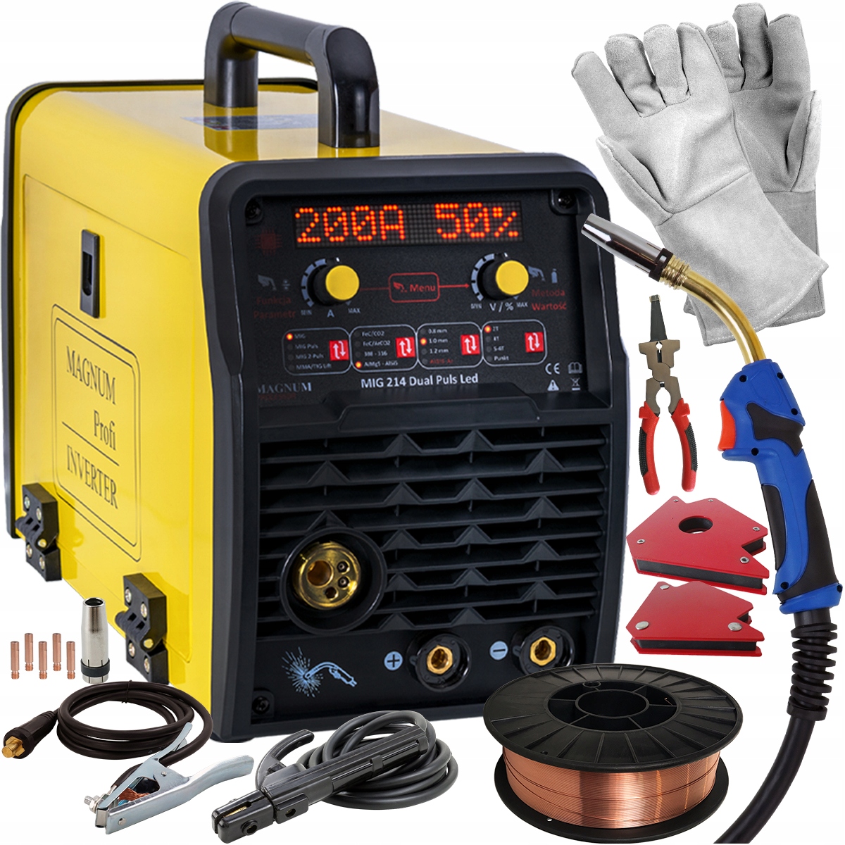 SPAWARKA inwertorowa MIG 200 A MAG MMA 230V Zestaw
