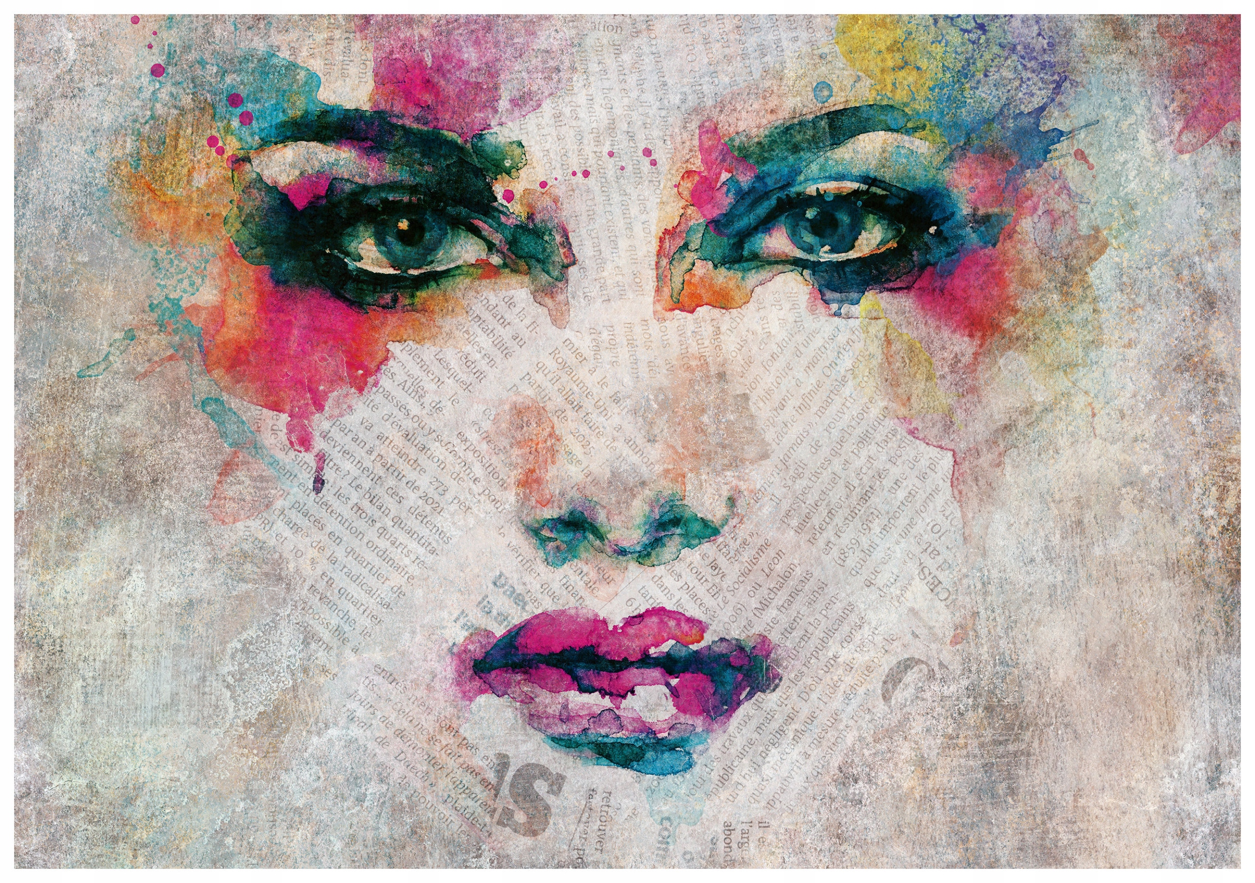 Vliesová fototapeta Akvarel Portrét ženy Noviny 250x175 lepidlo