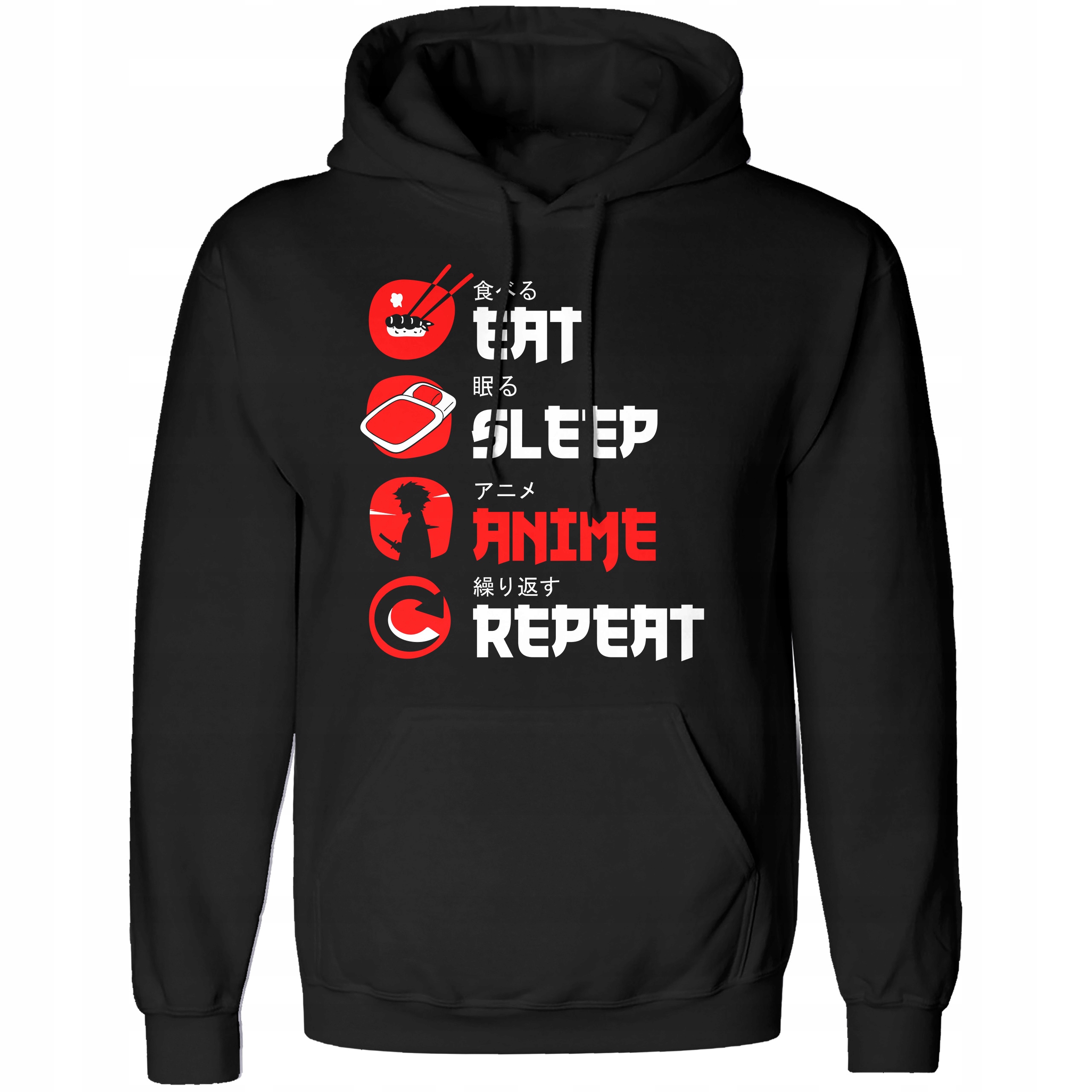 

Męska Bluza Z Kapturem Manga Eat Sleep Anime XXL