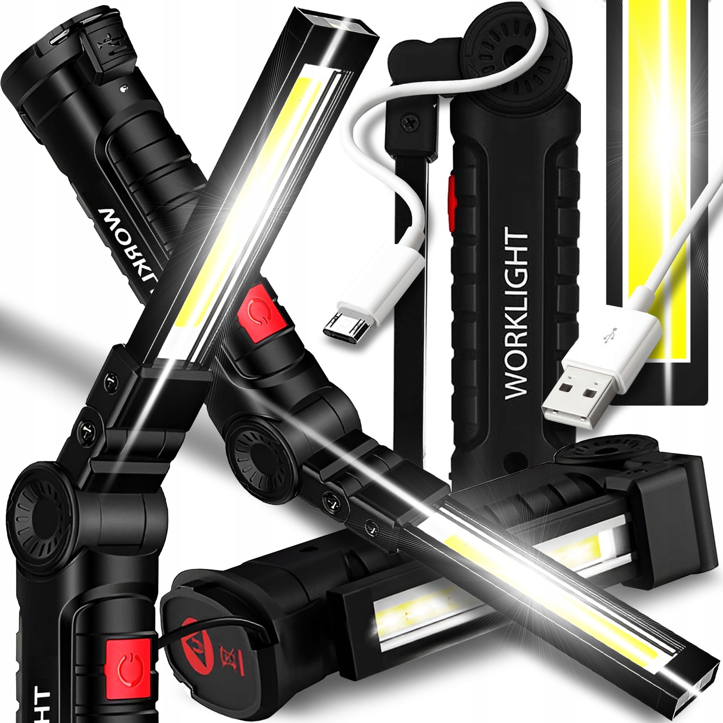 

Duża Lampa Latarka Warsztatowa Led Cob Magnes Usb