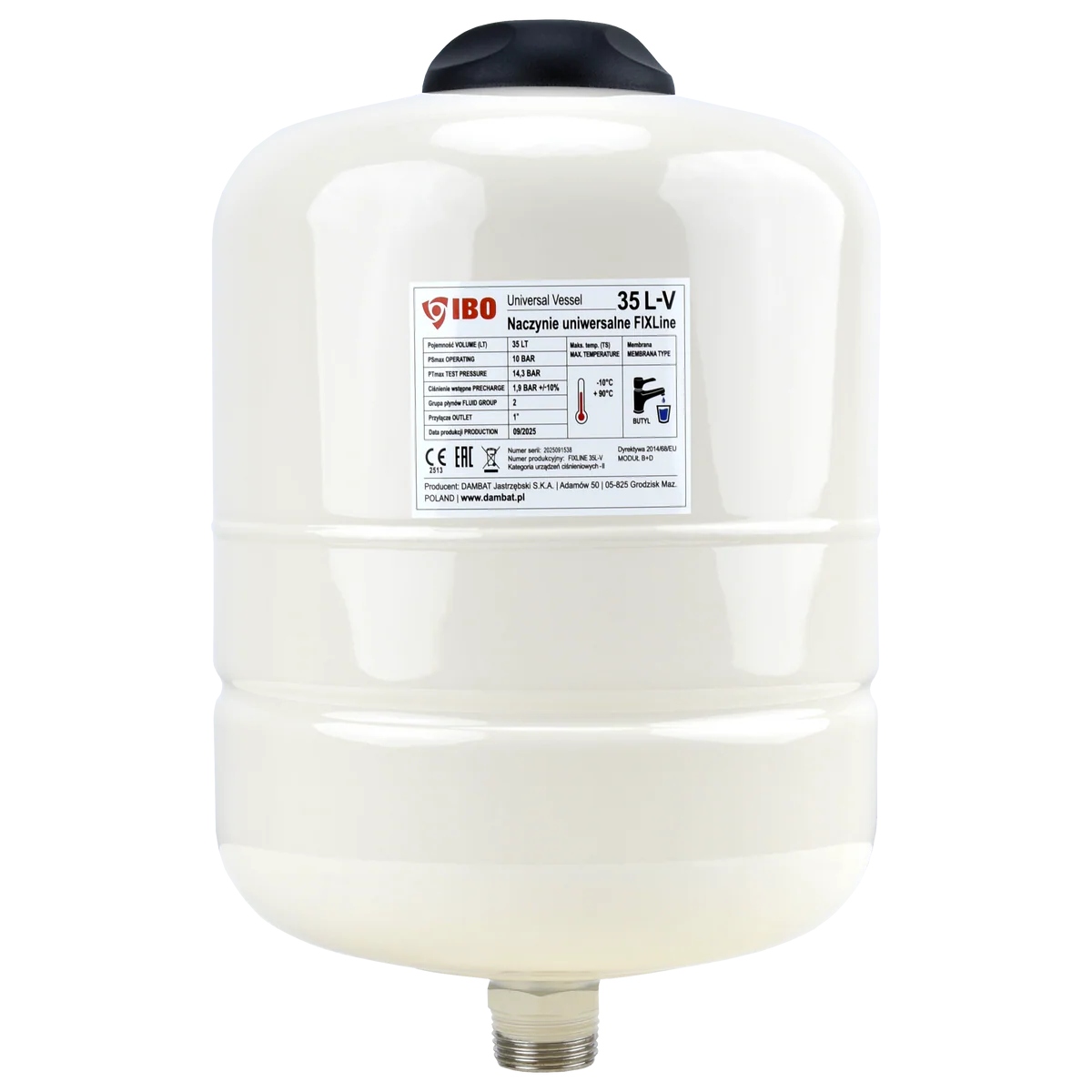 Ibo Membránová nádoba FIXline 35L-V svislá, univerzální, Co/cwu