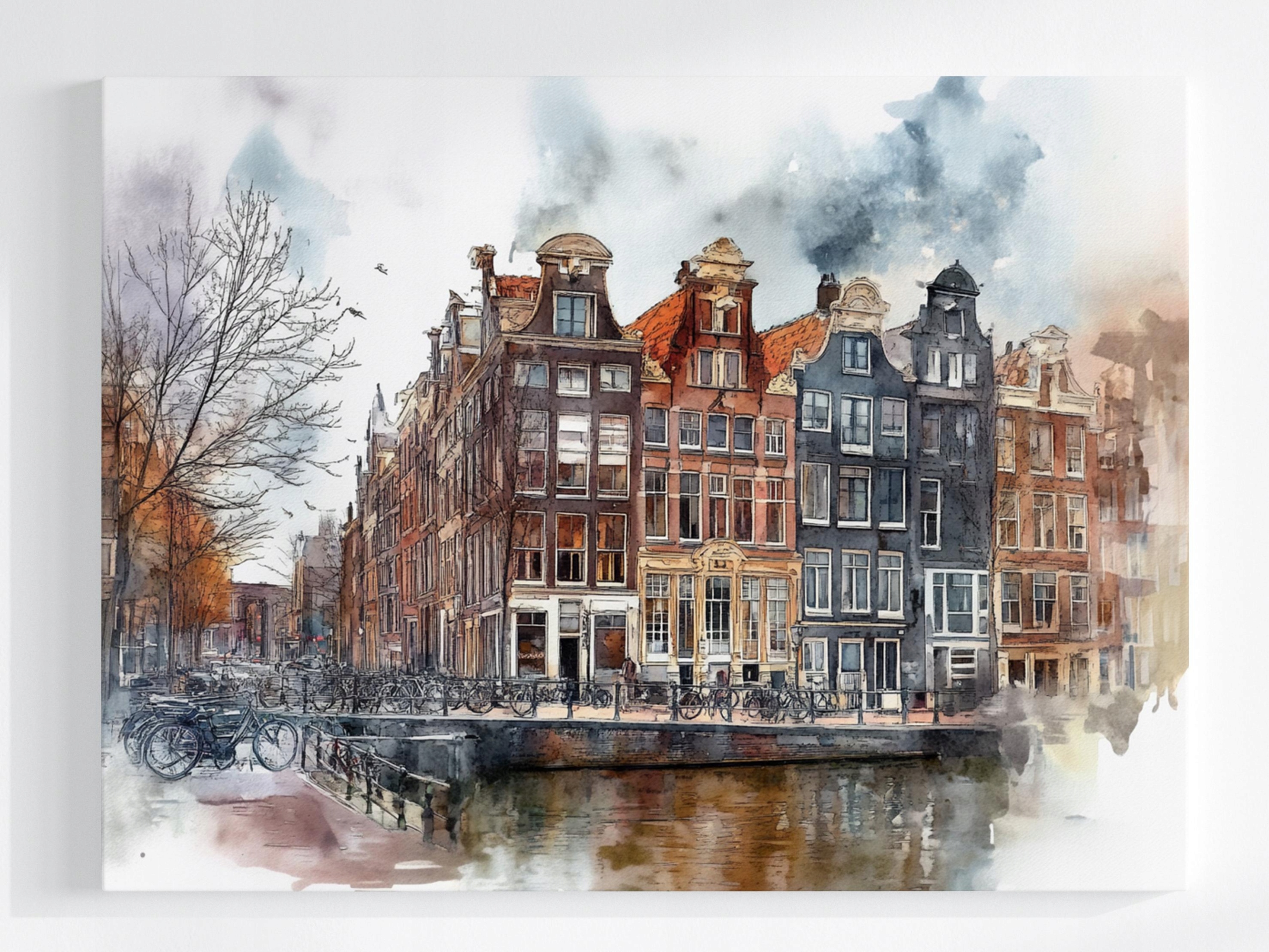 Obraz Na Plátně Canvas Amsterdam Kanál Podzim Kamínky Kola 80x60