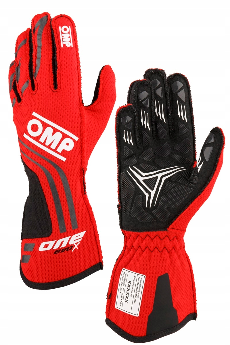 Rukavice Omp One Evo X homologácia Fia 8856-2018 červená veľ XL