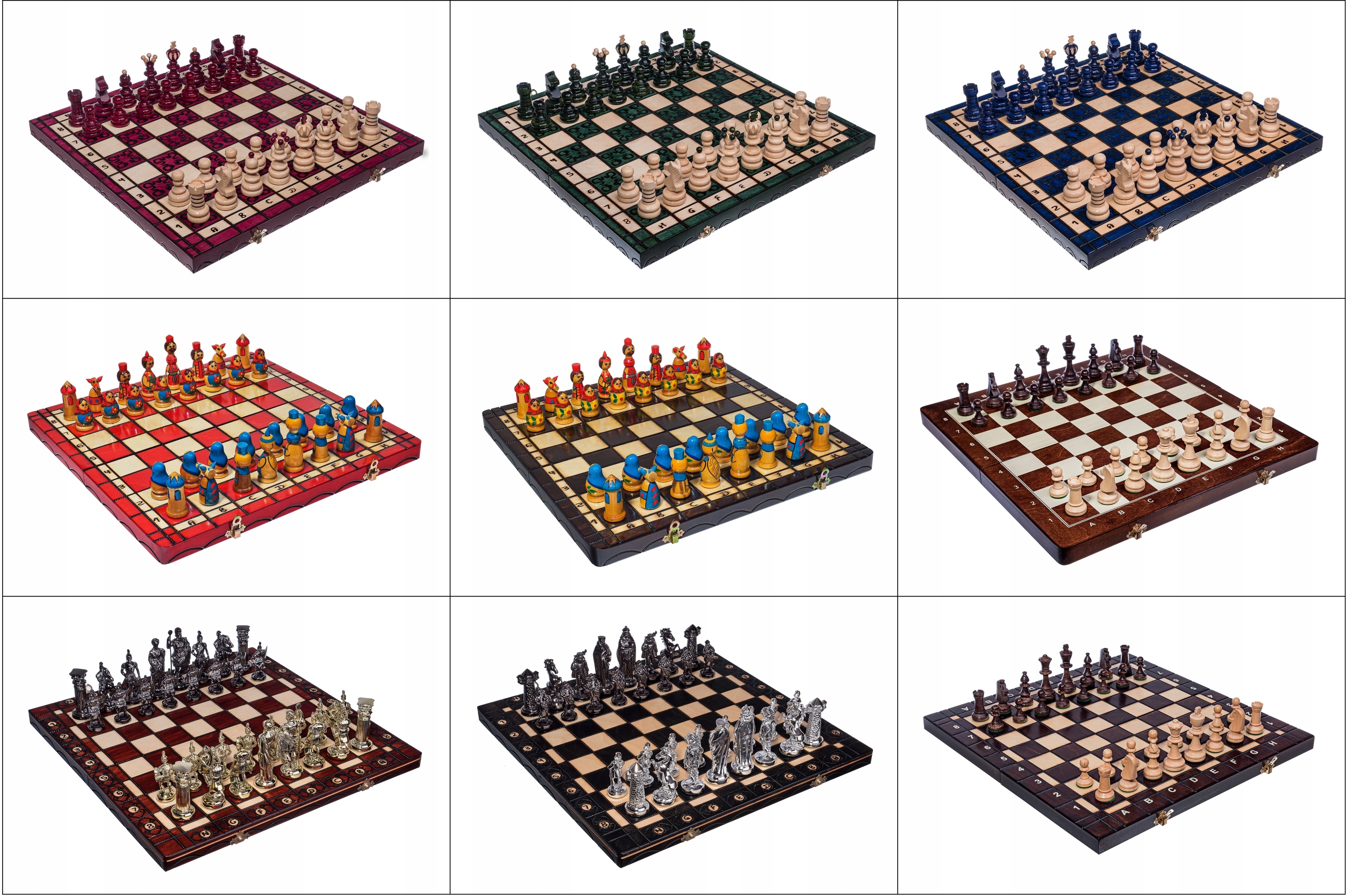 SZACHY DREWNIANE BABUSZKI MATRIOSZKI CZERWONE 40cm Język instrukcji inna