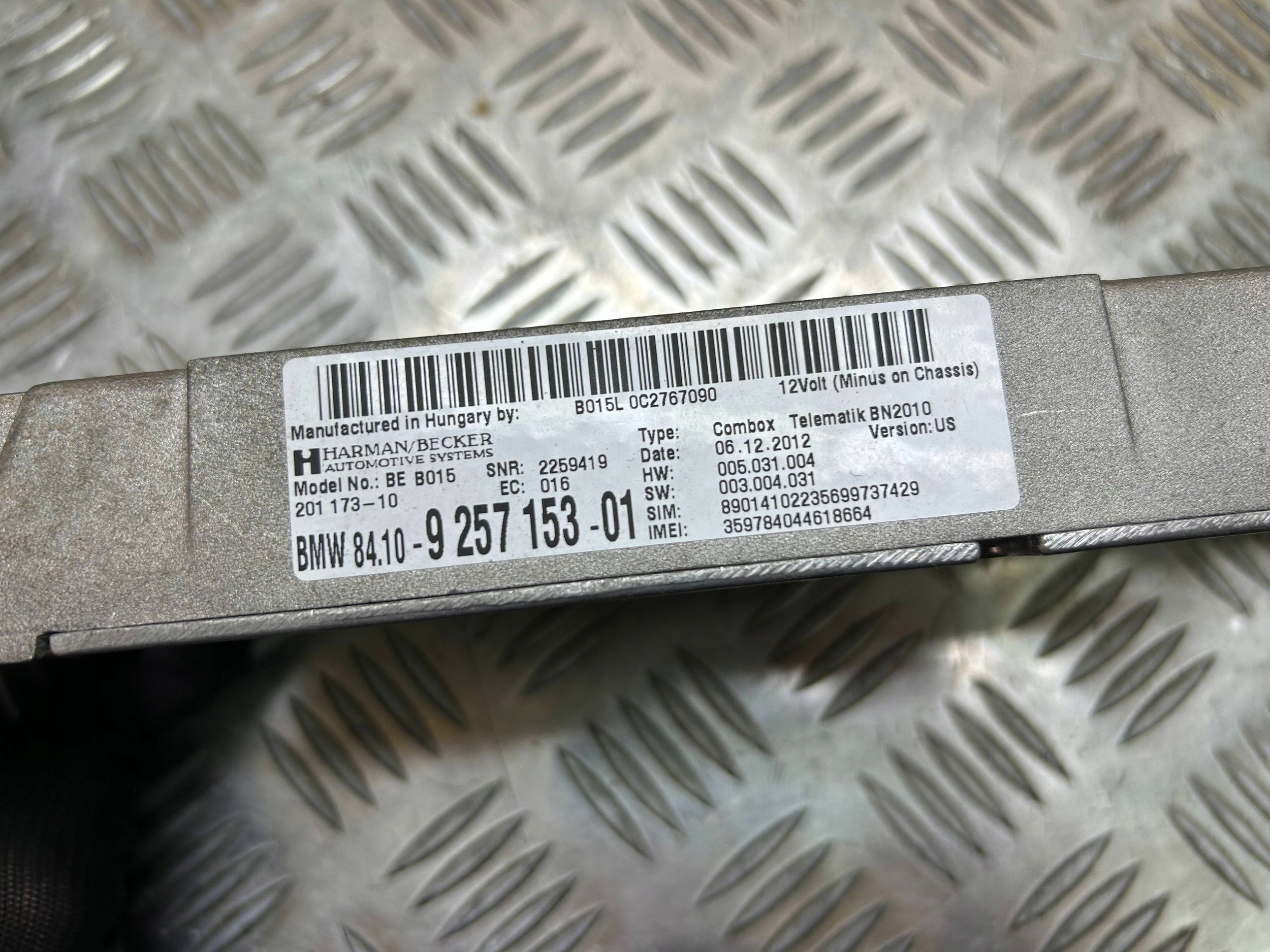 module / control unit Combox Bluetooth BMW 6 F06 Gran coupe 2013 9257153