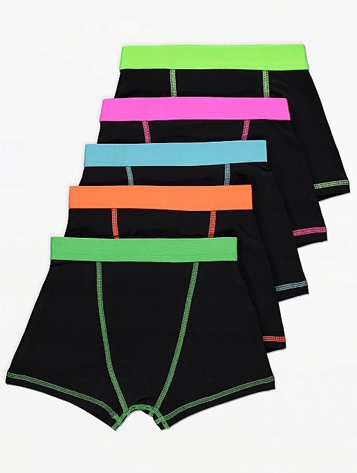 

George 5 pak bokserek slim neon black 128-134