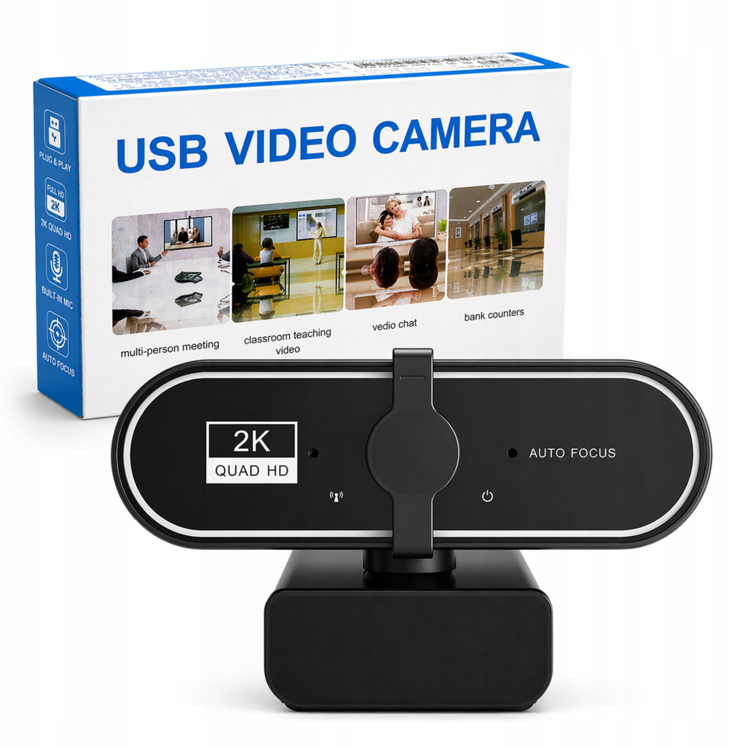 Webová kamera Usb 2K Quad Hd Autofocus Mikrofon Windows Mac Linux