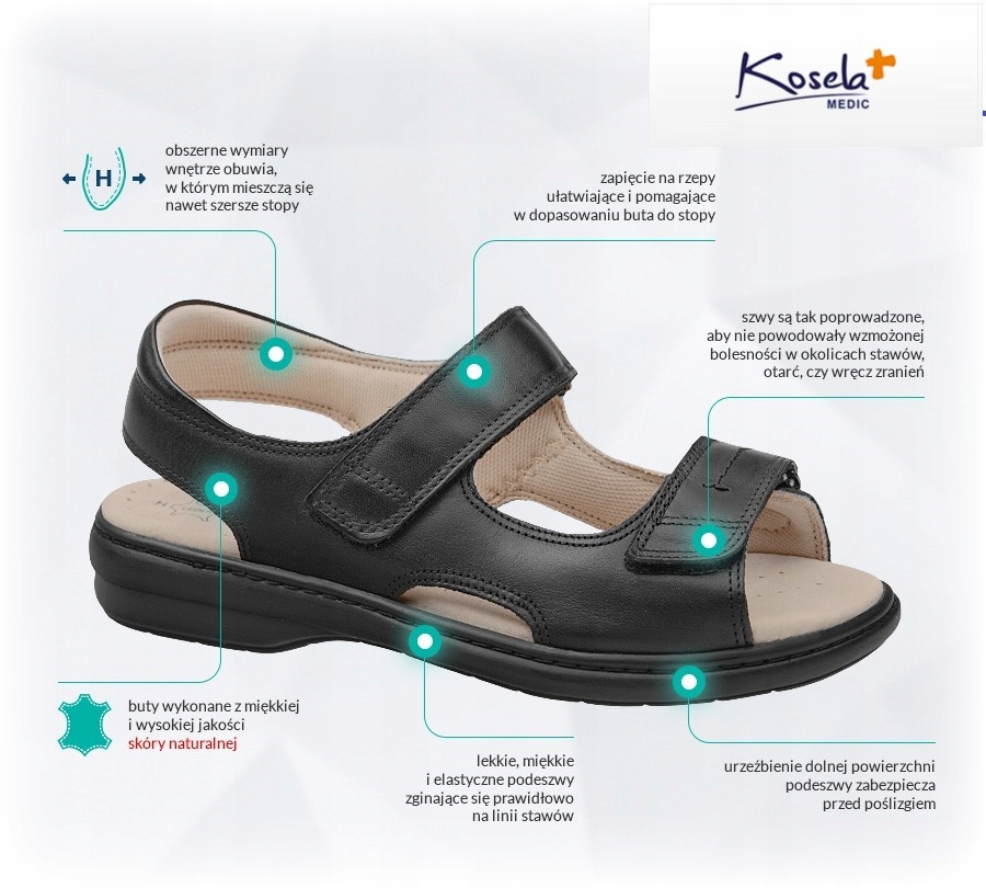 KOSELA MEDIC SANDAŁY SKÓRA-TĘGOŚĆ -H/K-9154- CZ-R.37 Marka inna