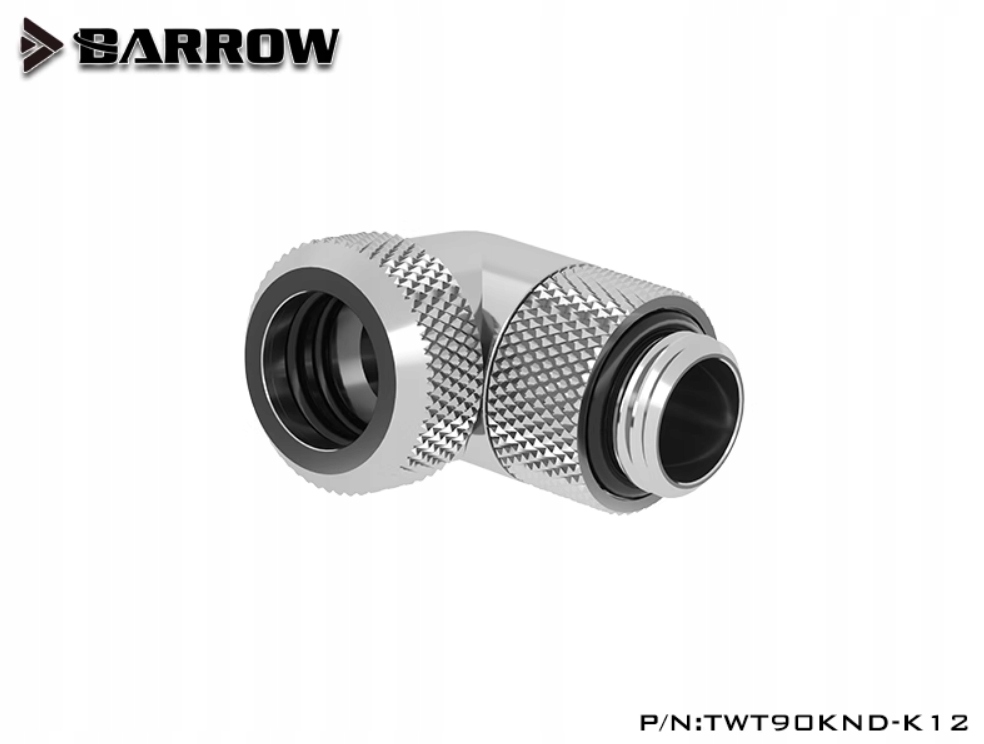 Barrow Hardtube Adapter wielopunktowy 90° 12mm G1/4 Cala srebrna