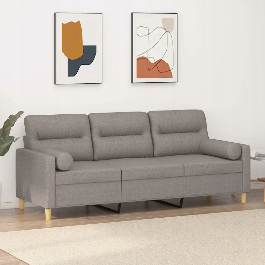 vidaXL 3místná pohovka s polštáři taupe 180 cm textil