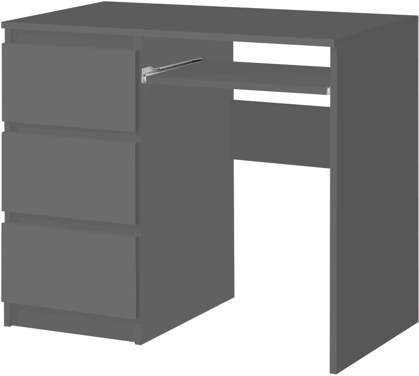 Biurko 3 szuflady lewe SZARE