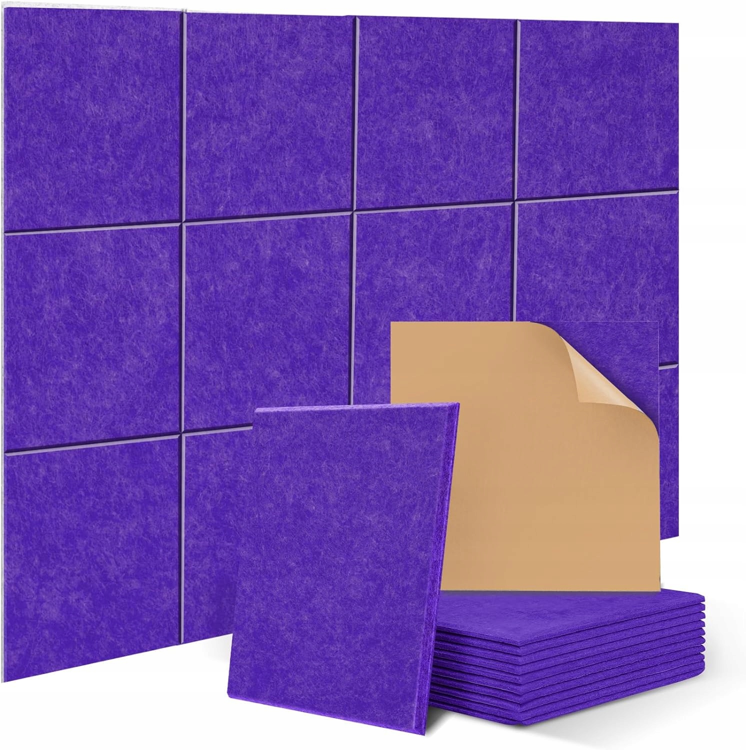 PANELE AKUSTYCZNE FIOLETOWE 30X30X1 SAMOPRZYLEPNE WYGŁUSZENIE IZOLACJA PREM