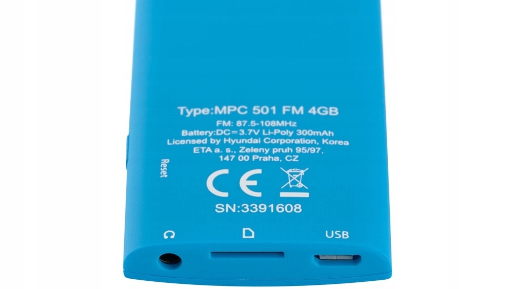 Odtwarzacz mp3 HYUNDAI MPC501GB4FMBL 4GB Niebieski Cechy dodatkowe Tuner cyfrowy PLL FM