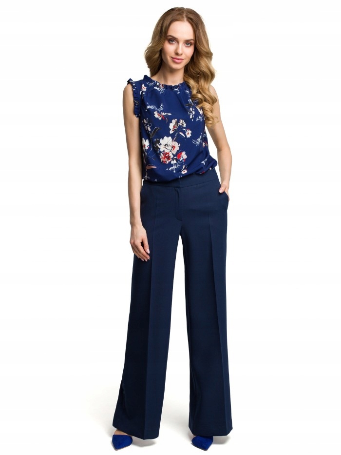 EU L M378 Spodnie z szerokimi nogawkami - granatow