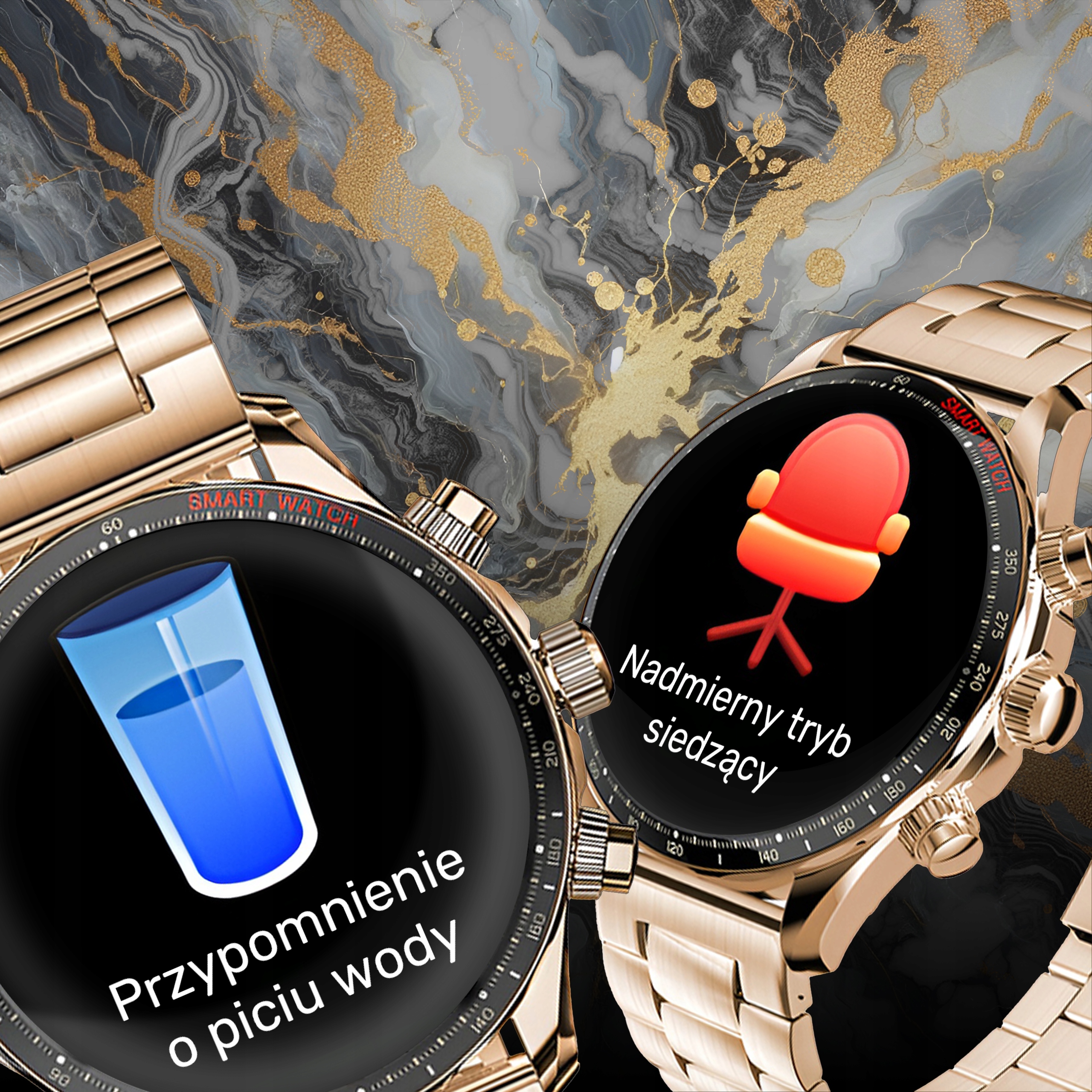 SMARTWATCH ZEGAREK MENU MĘSKI GOLD ROZMOWY POLSKIE SPORT AMOLED SMART WATCH Złącza brak