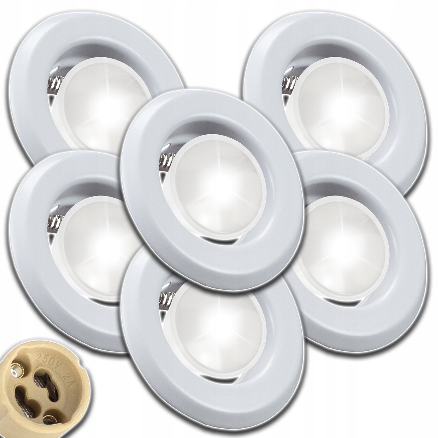 6x Stropní Svítidlo Kulaté Bílé Žárovka Gu 10 1,5W Nw Neutrální Zásuvka