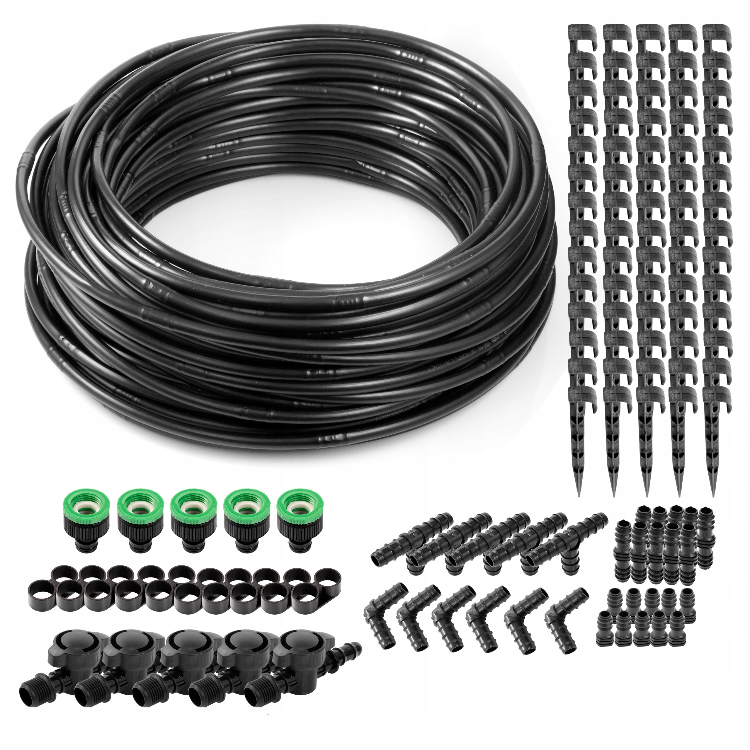 Linia kroplująca 100m 40 szpilek 70 akcesoriów Nawodnienie Kropelkujące