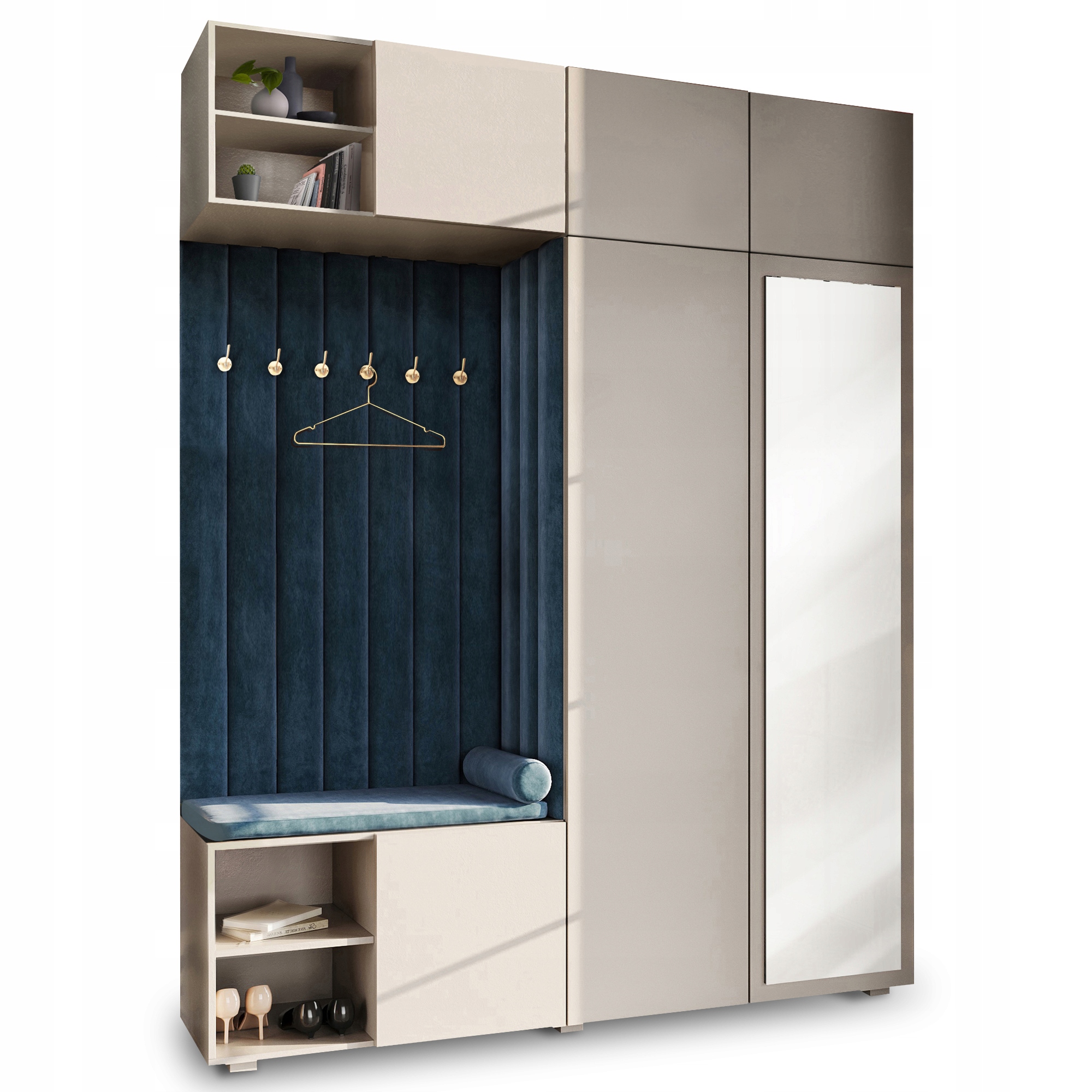 Šatní Skříň Do Předsíně S Závěsným Sedákem A Zrcadlem Kašmír Pto Zlatá 74