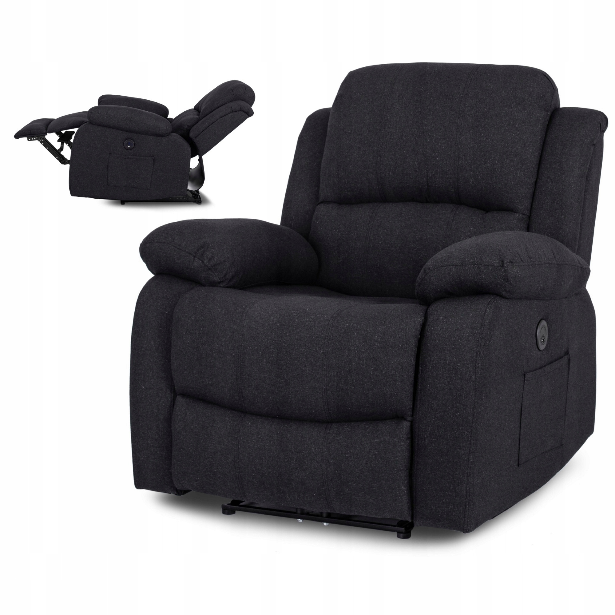 Masážní křeslo Elektrické Rozkládací Látka Odpočinková Černá Bono 2