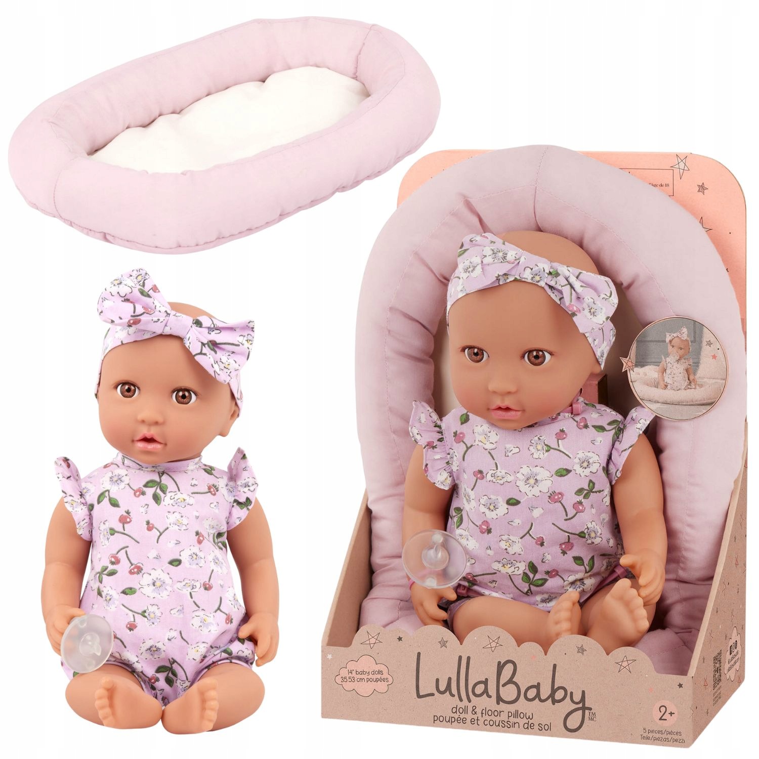 Lalka niemowlę z kokonem niemowlęcym LullaBaby W ubranku w kwiatuszki