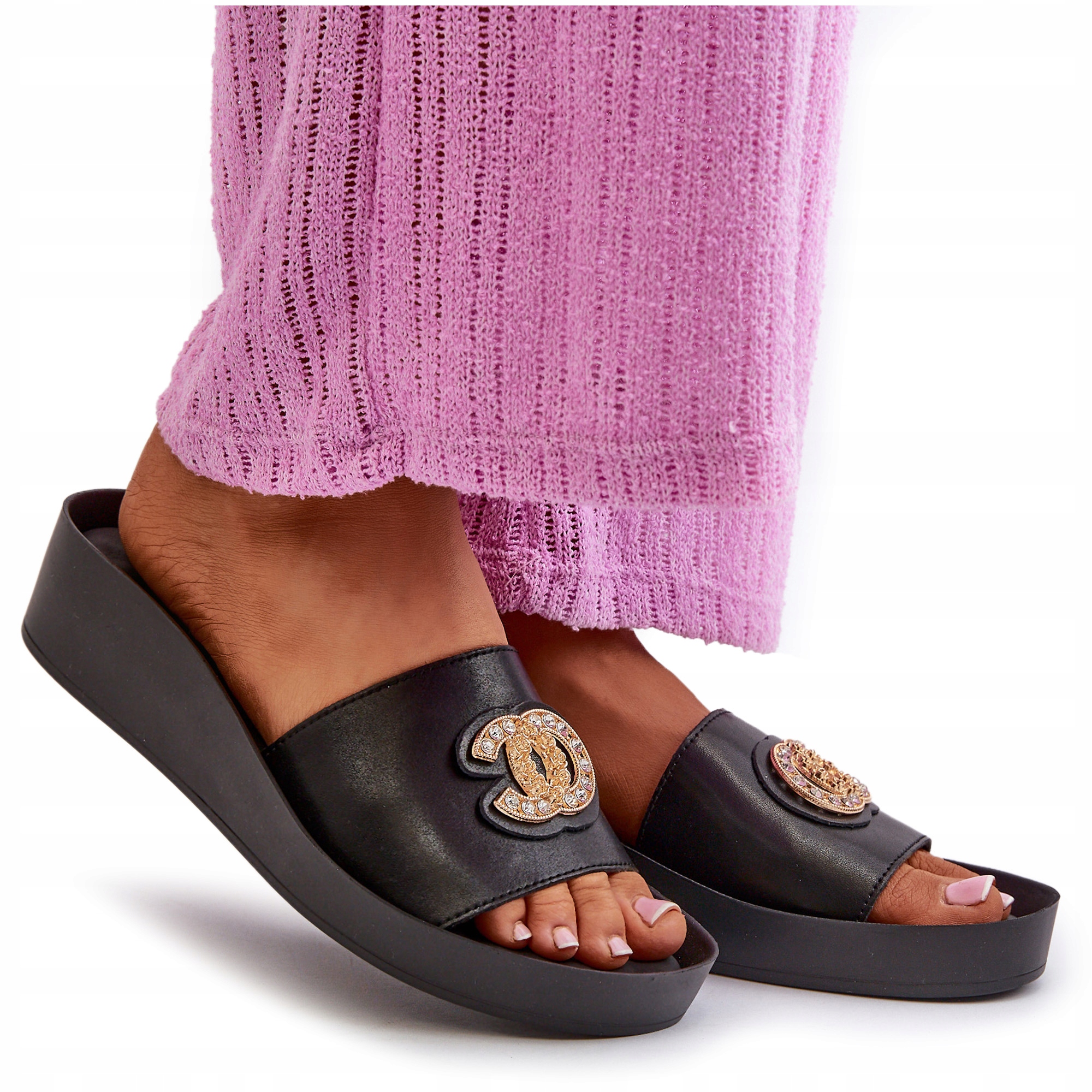 Žabky Dámské Elegantní Lehké Kožené S.barski KV27-013 Černé 37