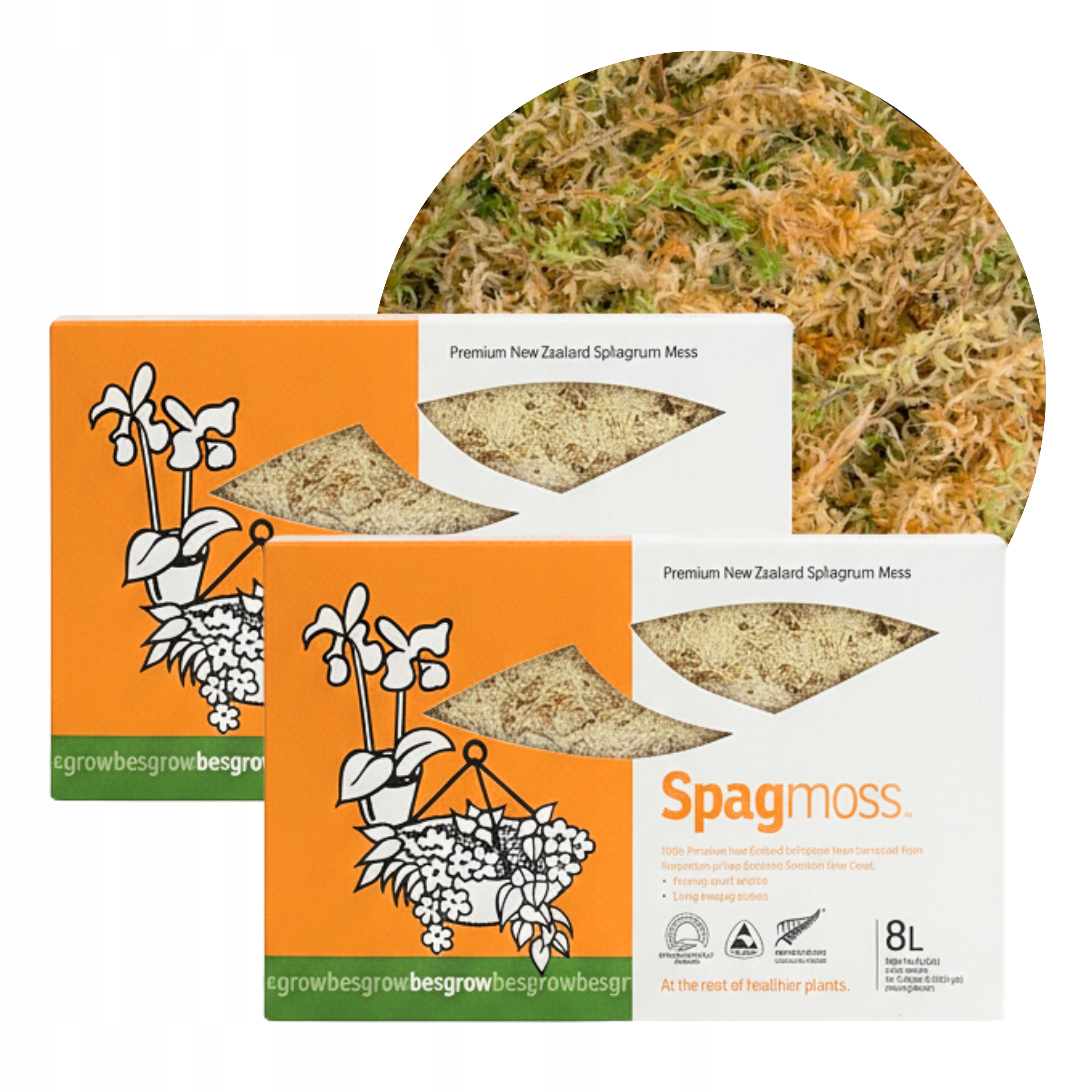 Levně Mech Sphagnum Rašelinový Besgrow SpagMoss 2x 100g 16L Mech Spagnum Substrát