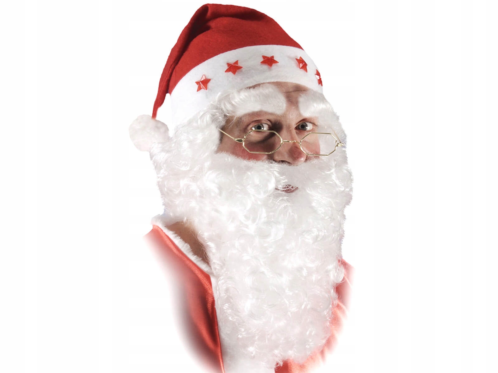 

Broda z wąsami biała Przebranie Mikołaj