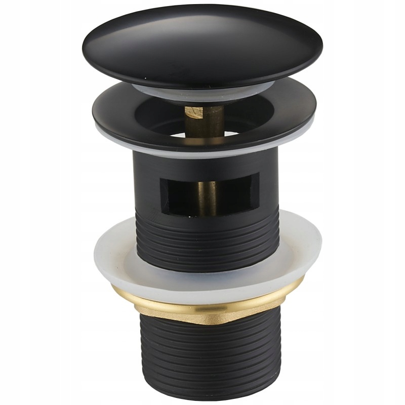 Korek klik-klak z przelewem okrągły CZARNY