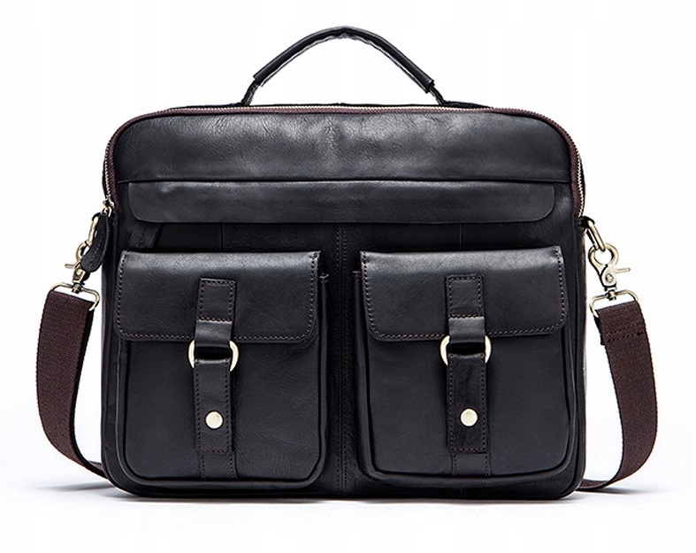 Skórzana Torba Męska Aktówka Moderi Roma black