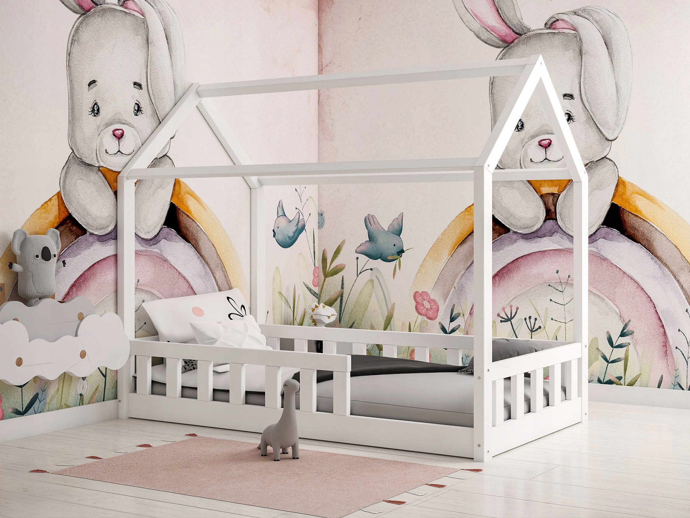 Łóżko 90x200 domek wysylka 24h białe dziecięce