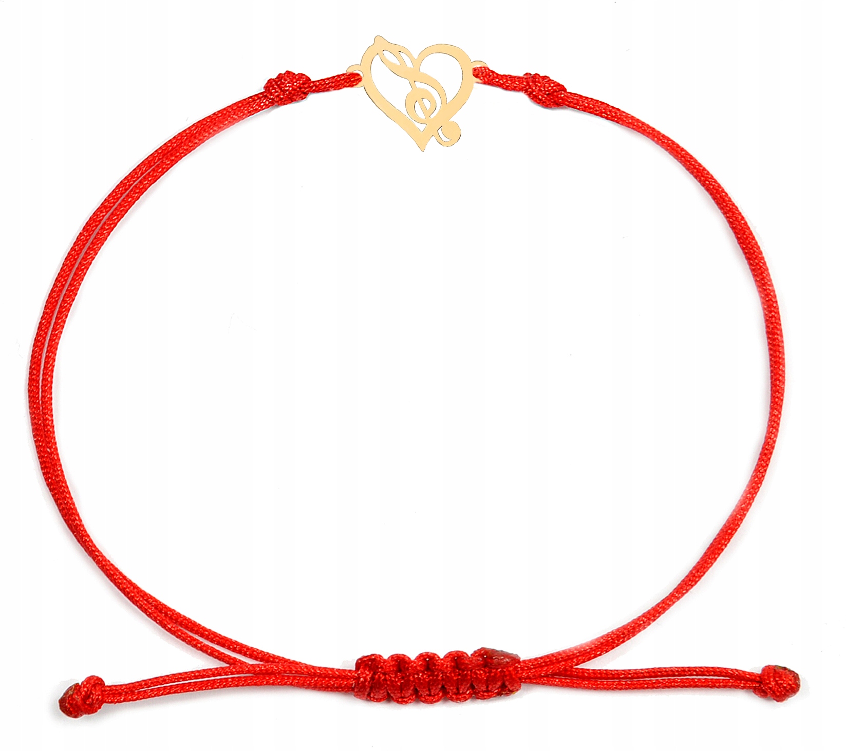 Zlatý náramek na provázku s houslovým klíčem v srdci pr.585