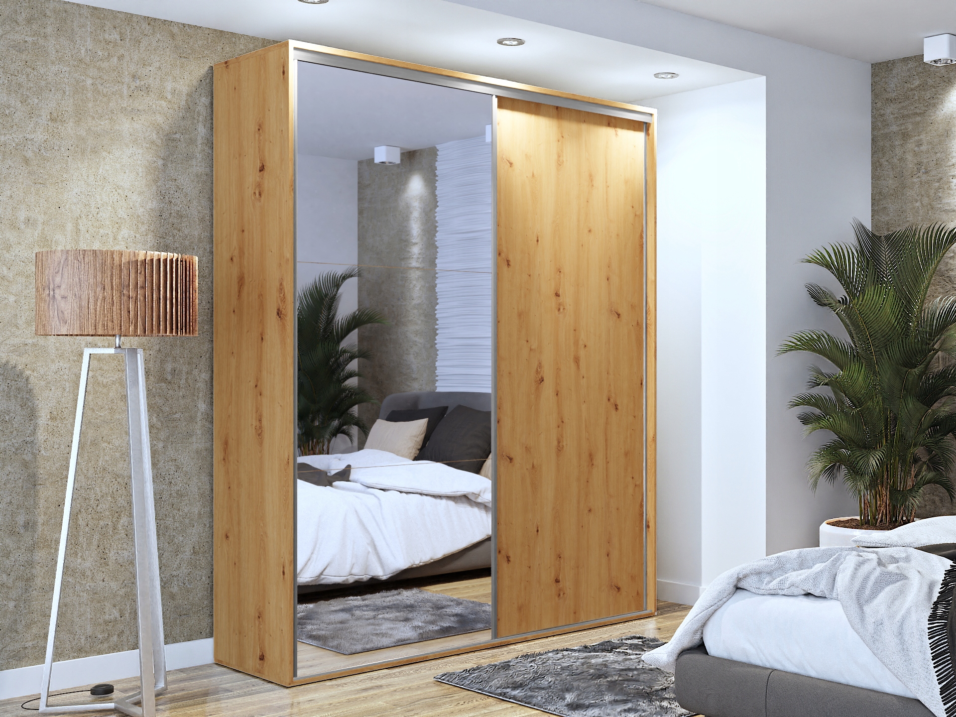 Szafa przesuwna DK Miki 200x245 z lustrem, pojemna Wysokość mebla 245 cm