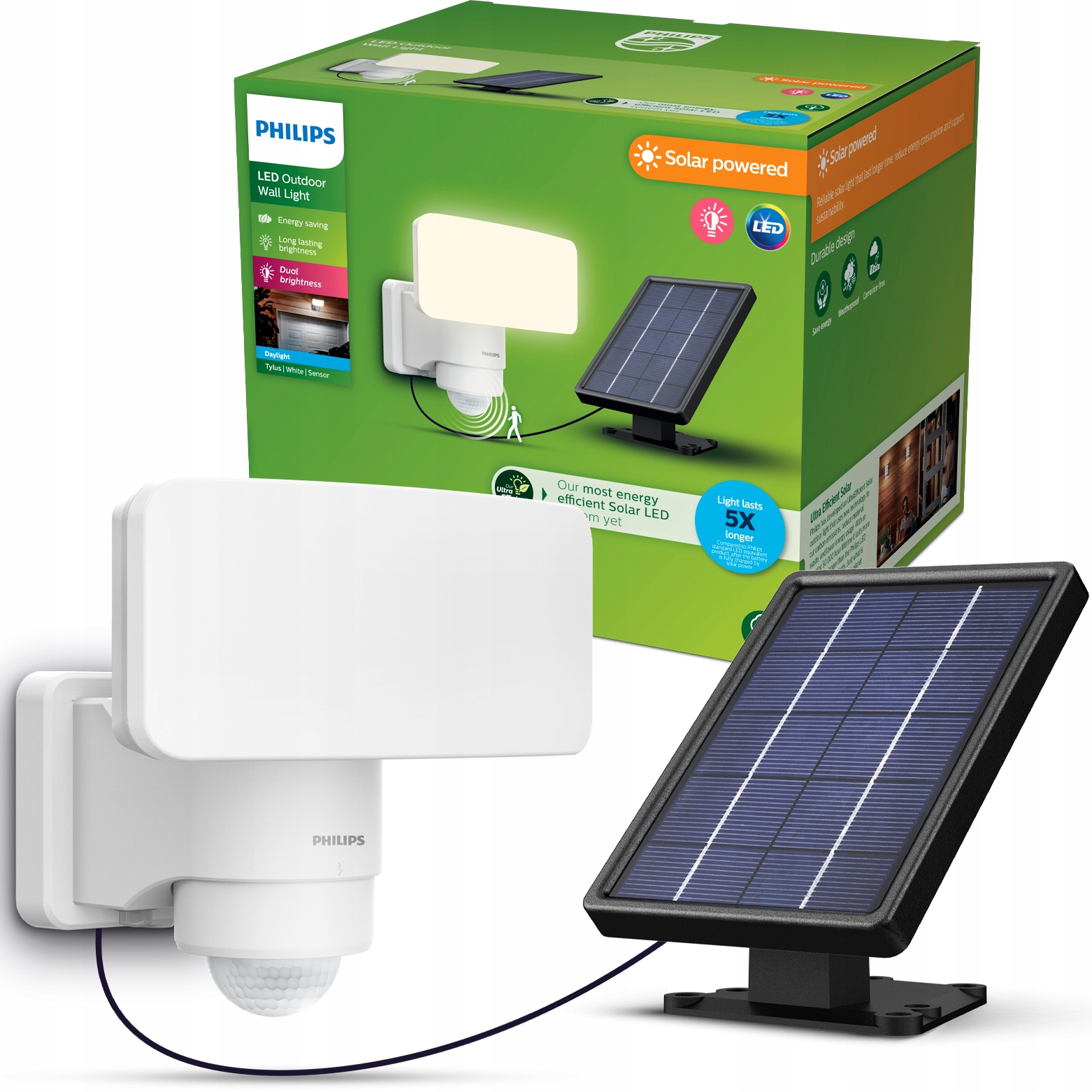 Solárna Led lampa Vonkajší reflektor s snímačom pohybu Tylus Philips