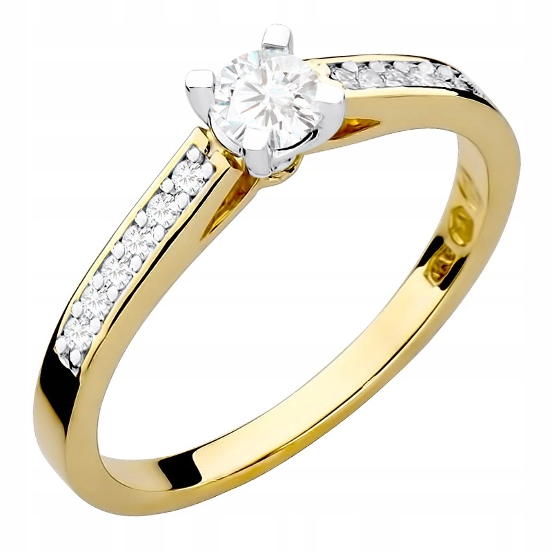 Zlatý Prstýnek ryzosti 585 osázený laboratorními diamanty 0,36 ct 14k