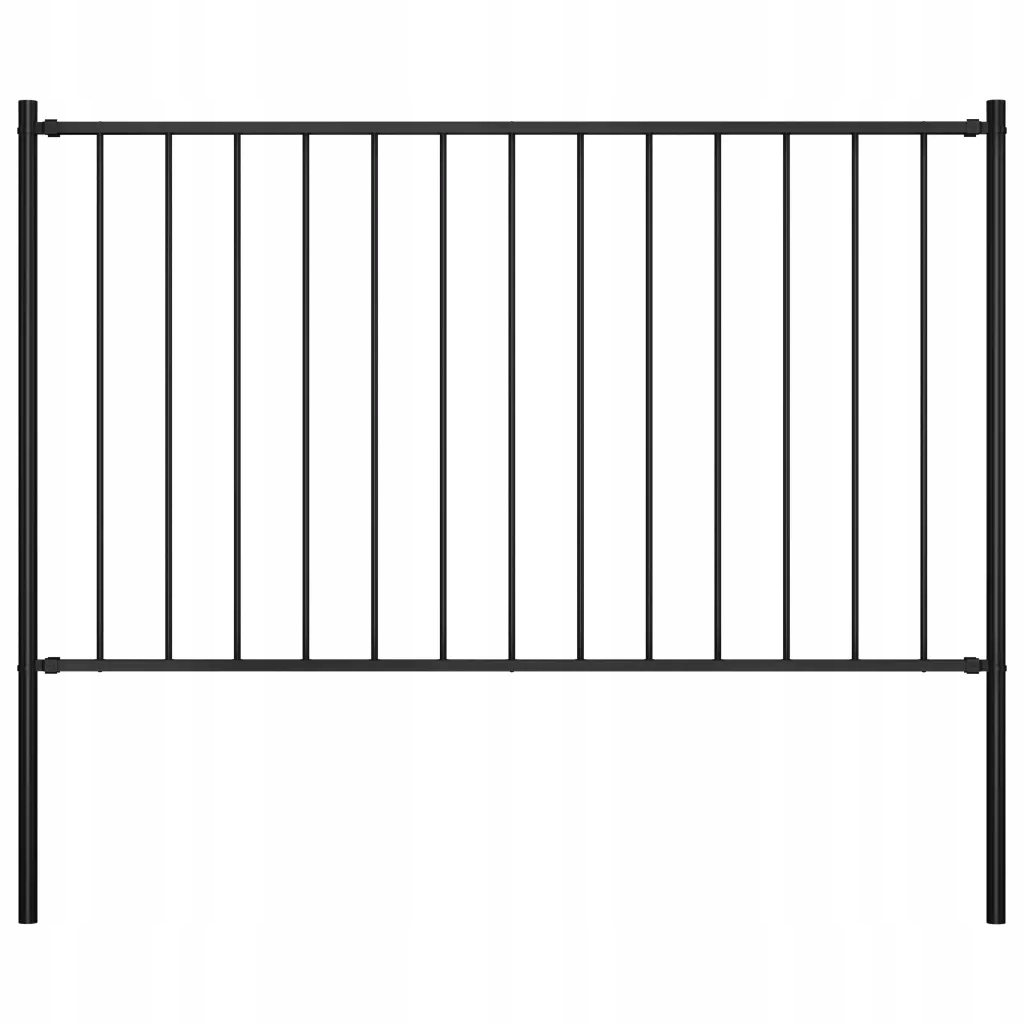 Černé oplocení o rozměrech 170 x 175 cm s 1 panelem a 2 sloupky