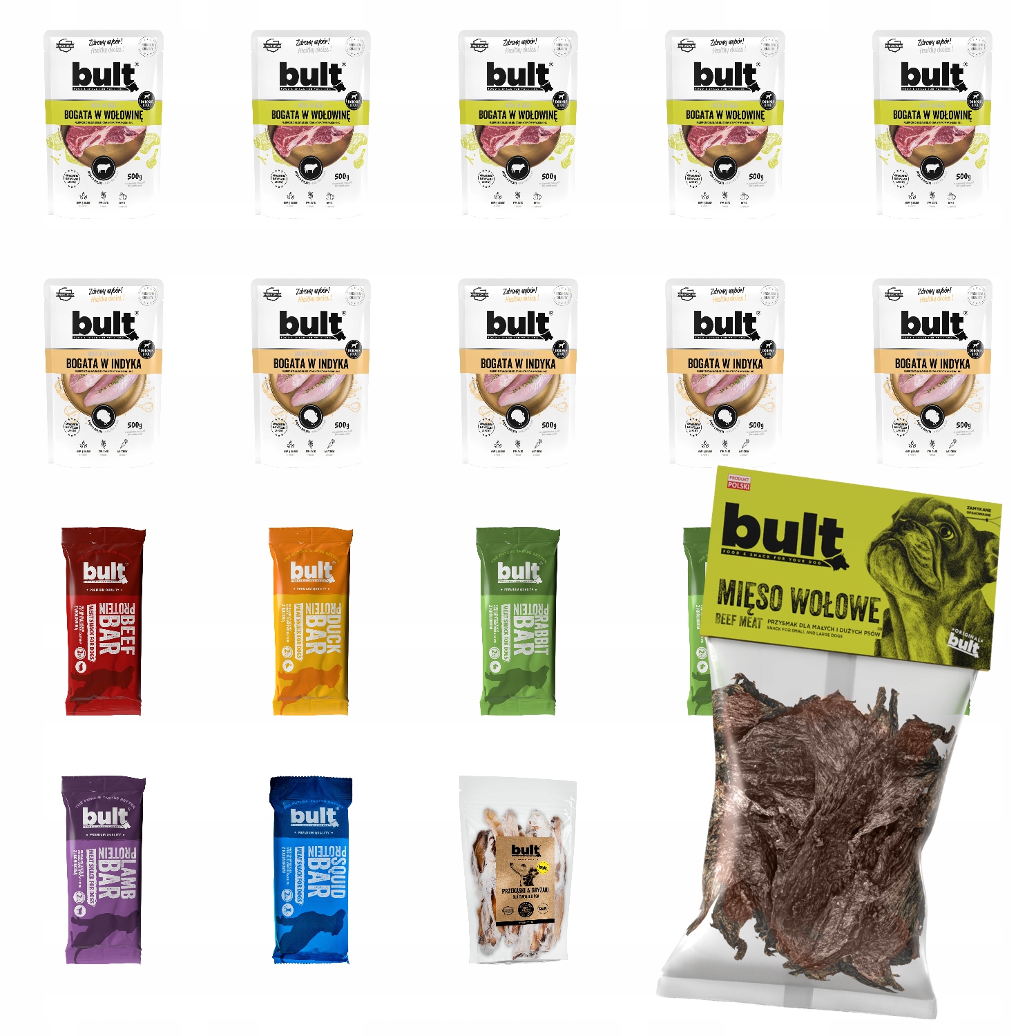 Levně MIX Vlhké Krmivo Bult Sáček 10x500G Hovězí Krůta Pochoutky