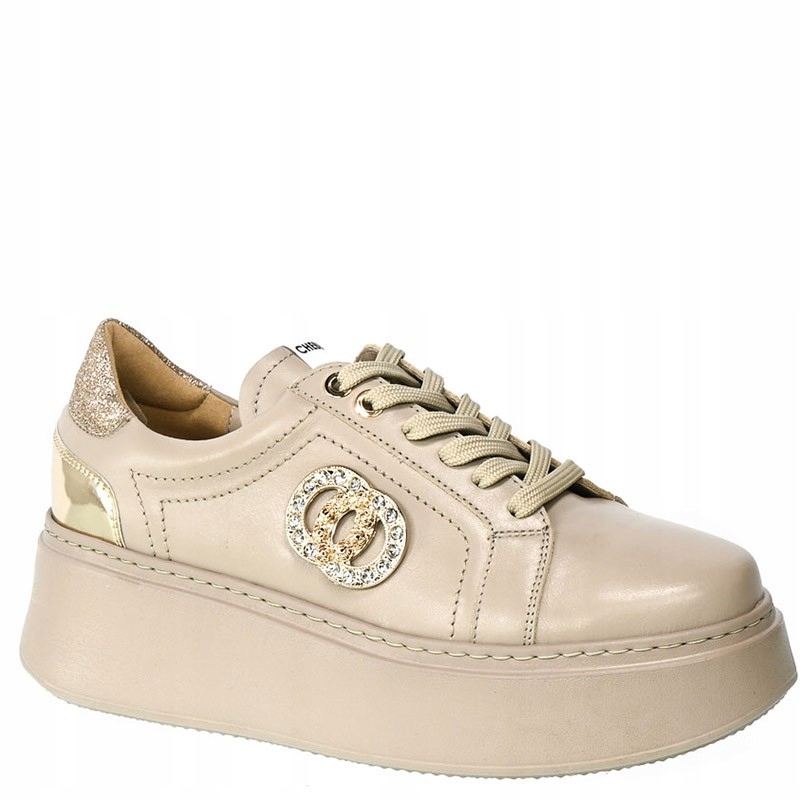 CheBello 3088 Béžové Kožené Tenisky 40