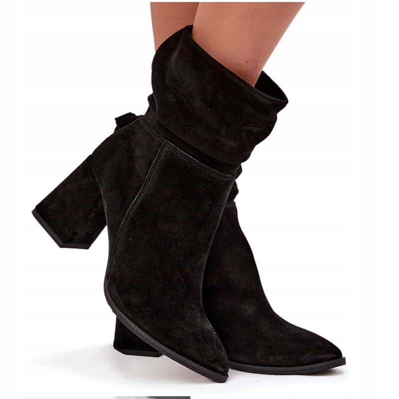 Dámské Kotníkové Boty Semišové S Zatepleným Sloupkem Zazoo 4216 Černé 40