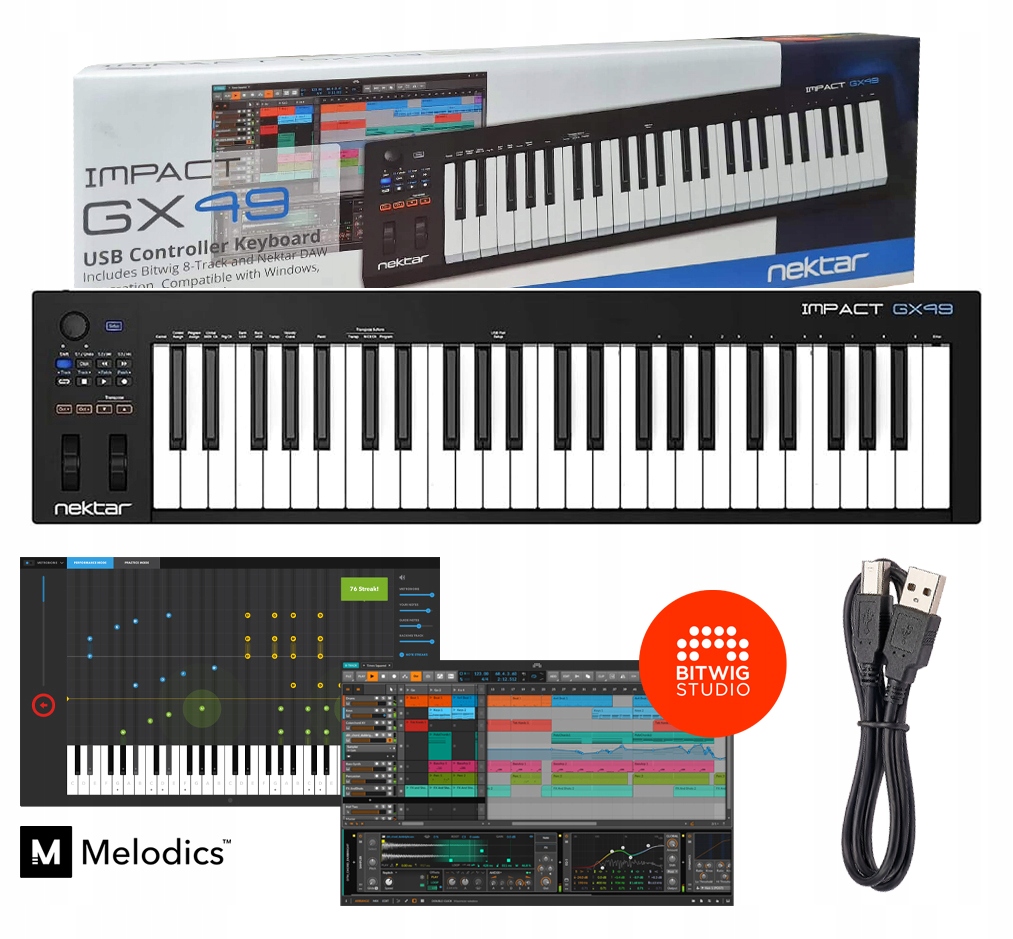 Nektar Impact GX49 Usb ovládací klávesnice Bitwig Studio Melodics