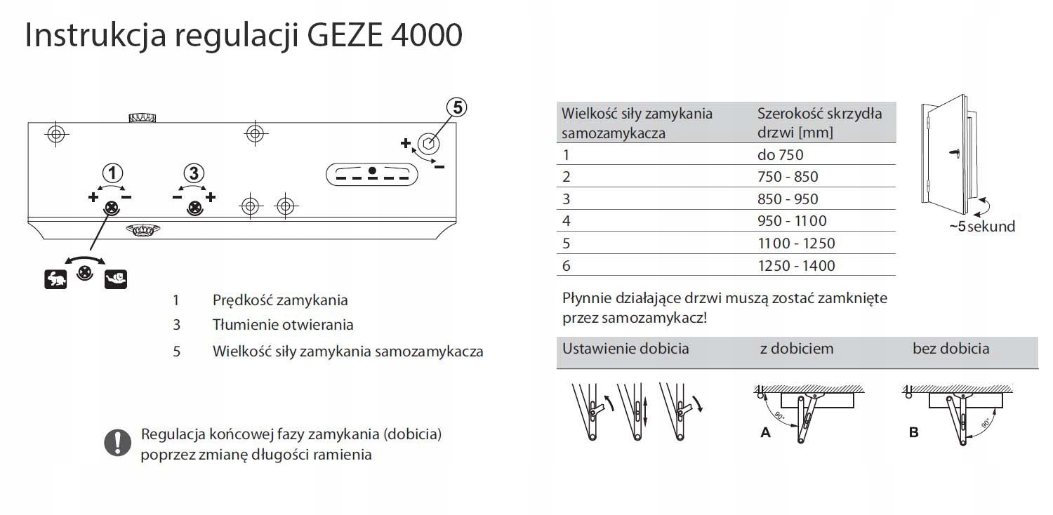 SAMOZAMYKACZ GEZE TS 4000 +RAMIĘ Z BLOKADĄ BRĄZOWY Typ drzwi jednoskrzydłowe